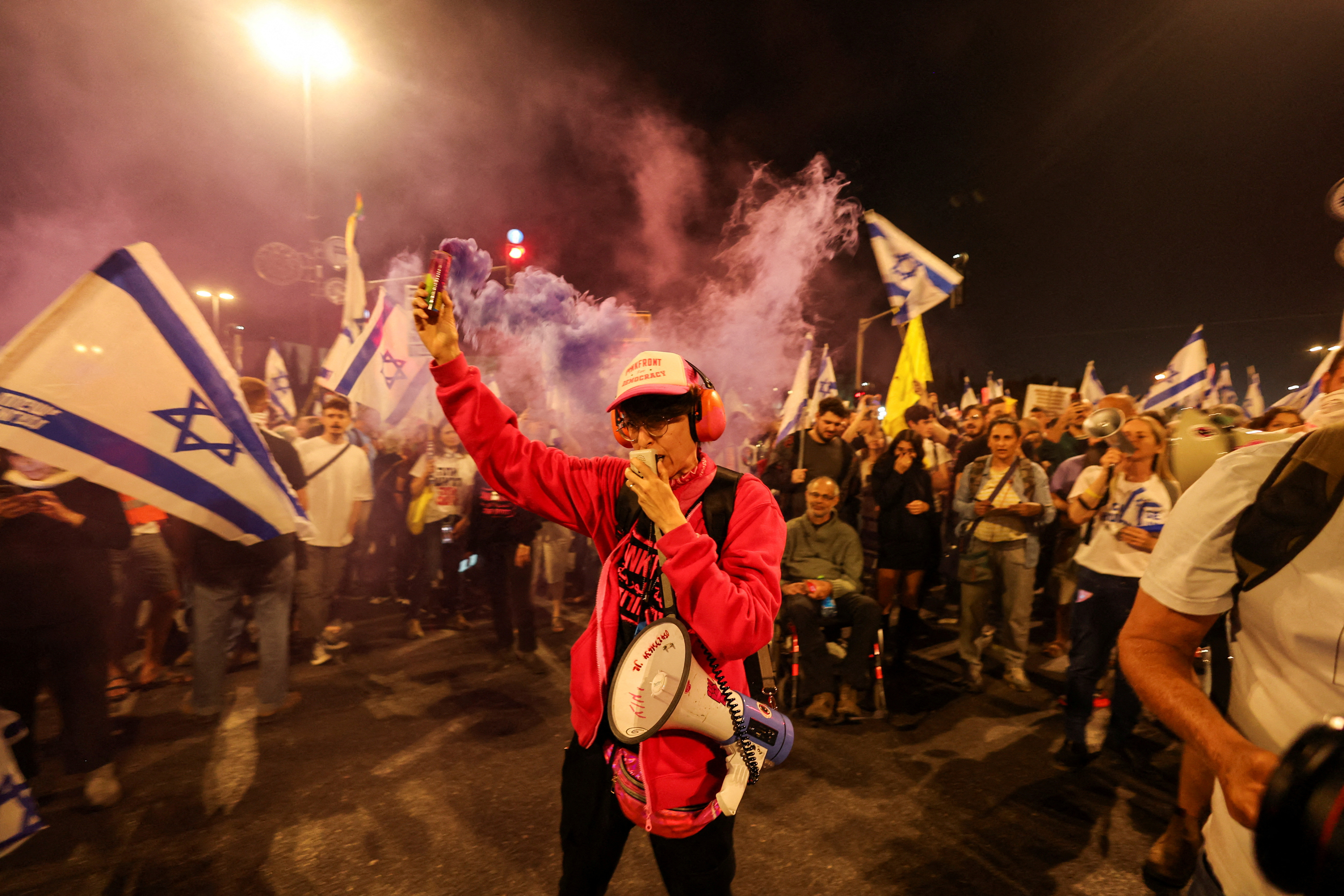 Anti-government protesters launch a prolonged demonstration, in Jerusalem