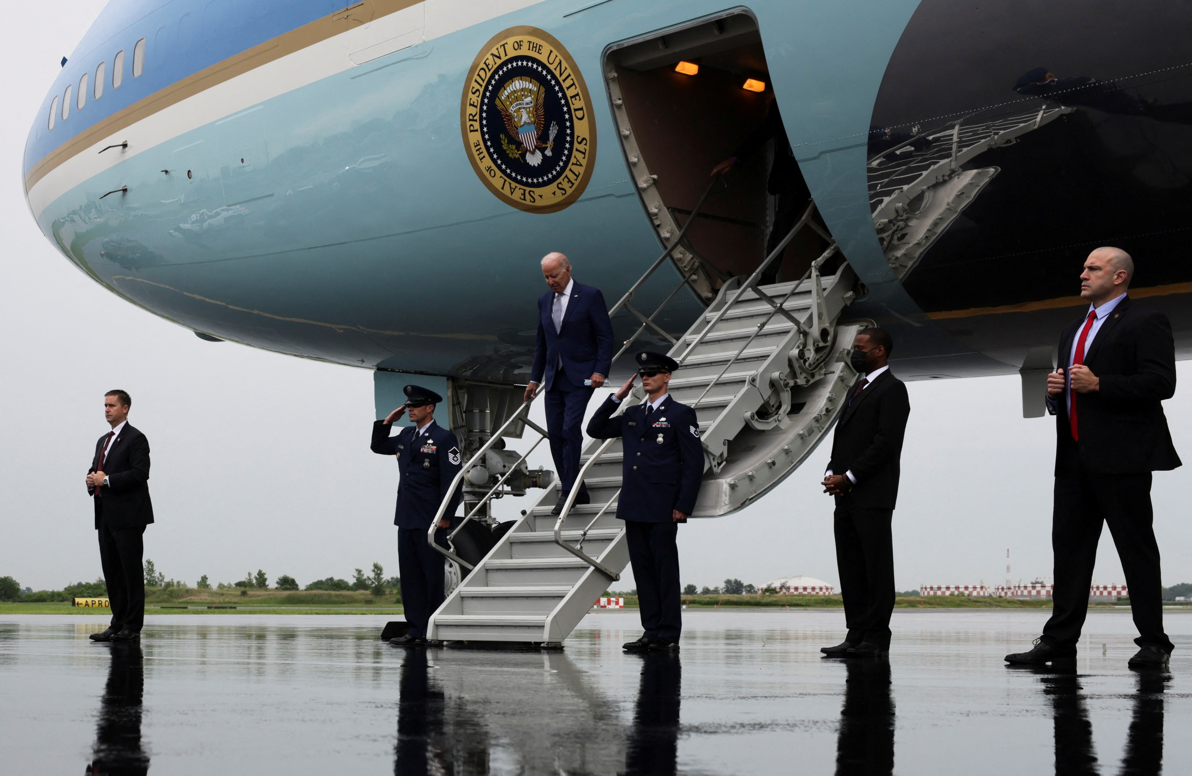 U.S. President Joe Biden arrives at Philadelphia International Airport