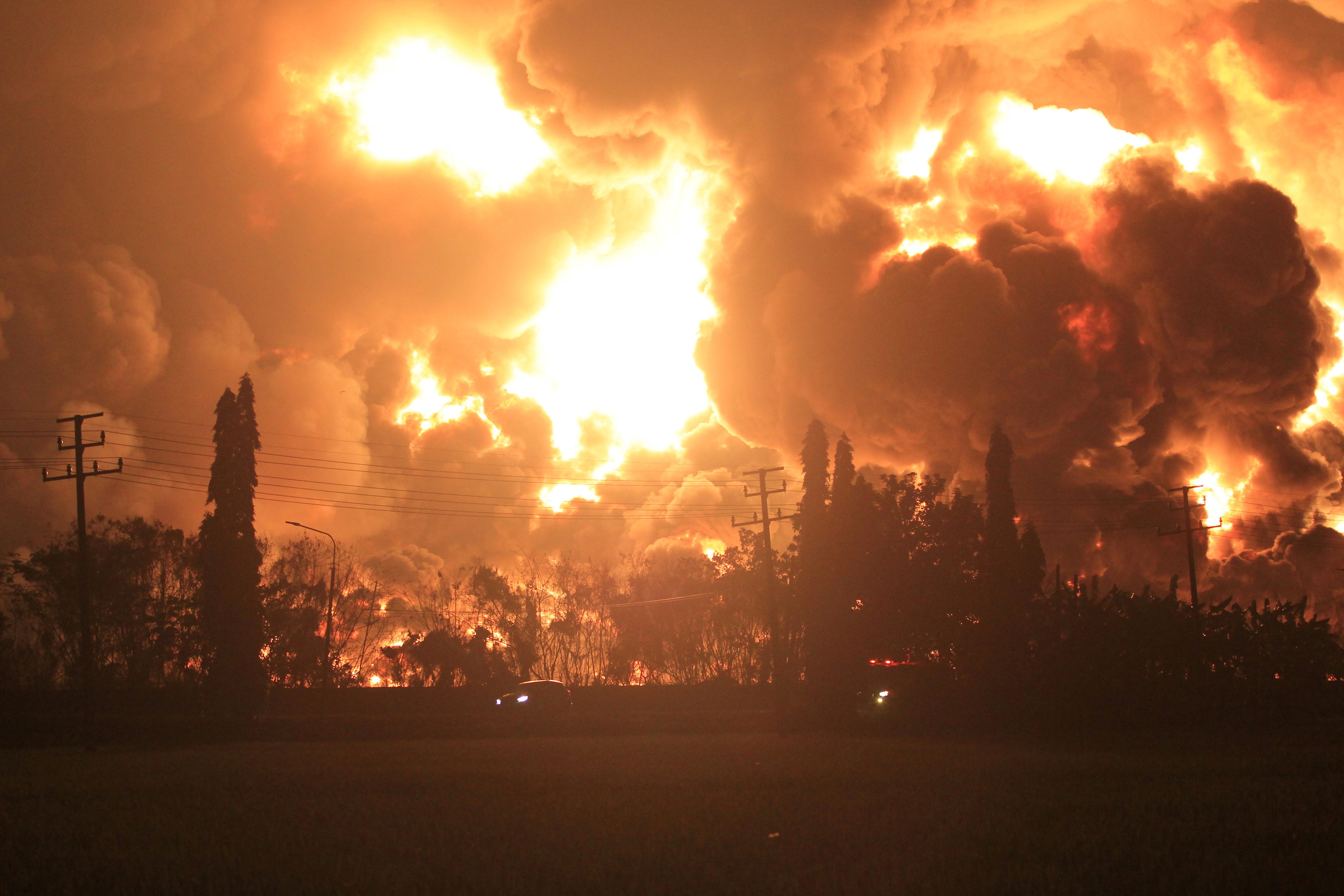 Smoke rises during fire at Pertamina's oil refinery in Balongan, Indramayu regency
