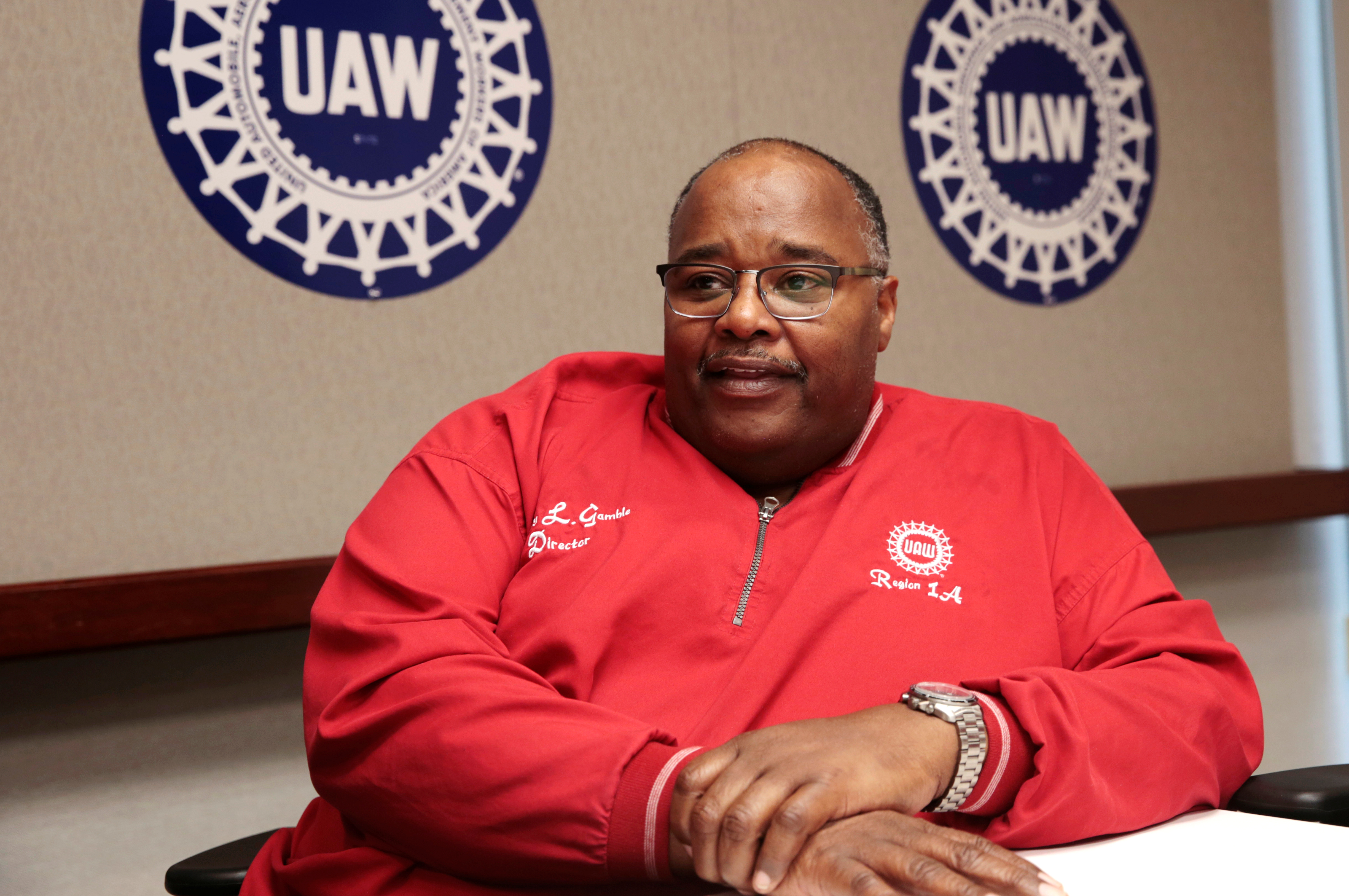 United Auto Workers (UAW) acting president Rory Gamble speaks to Reuters from his office in Southfield, Michigan,