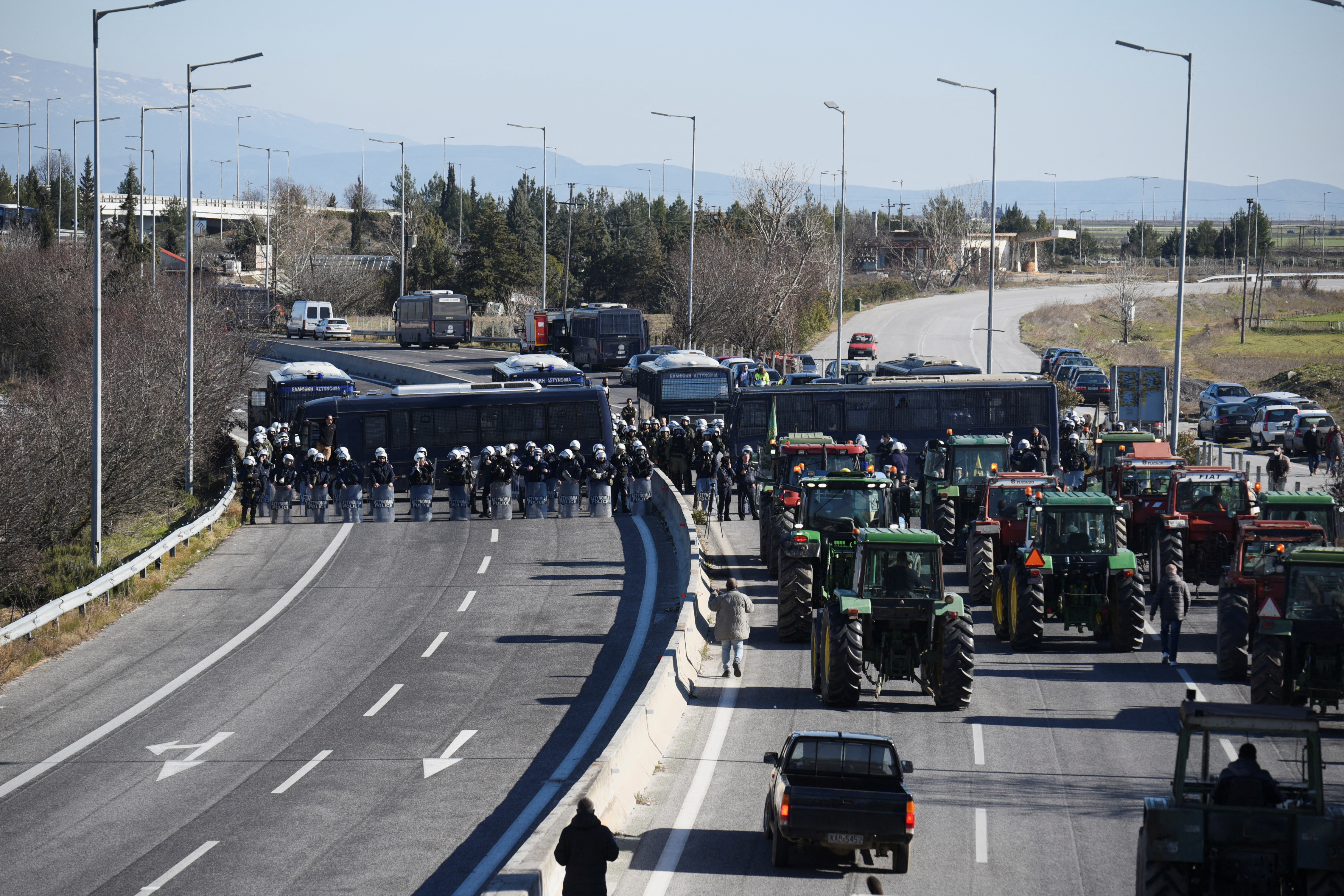 Greek farmers demonstrate against the rising cost of fuel and electricity, near the town of Larissa