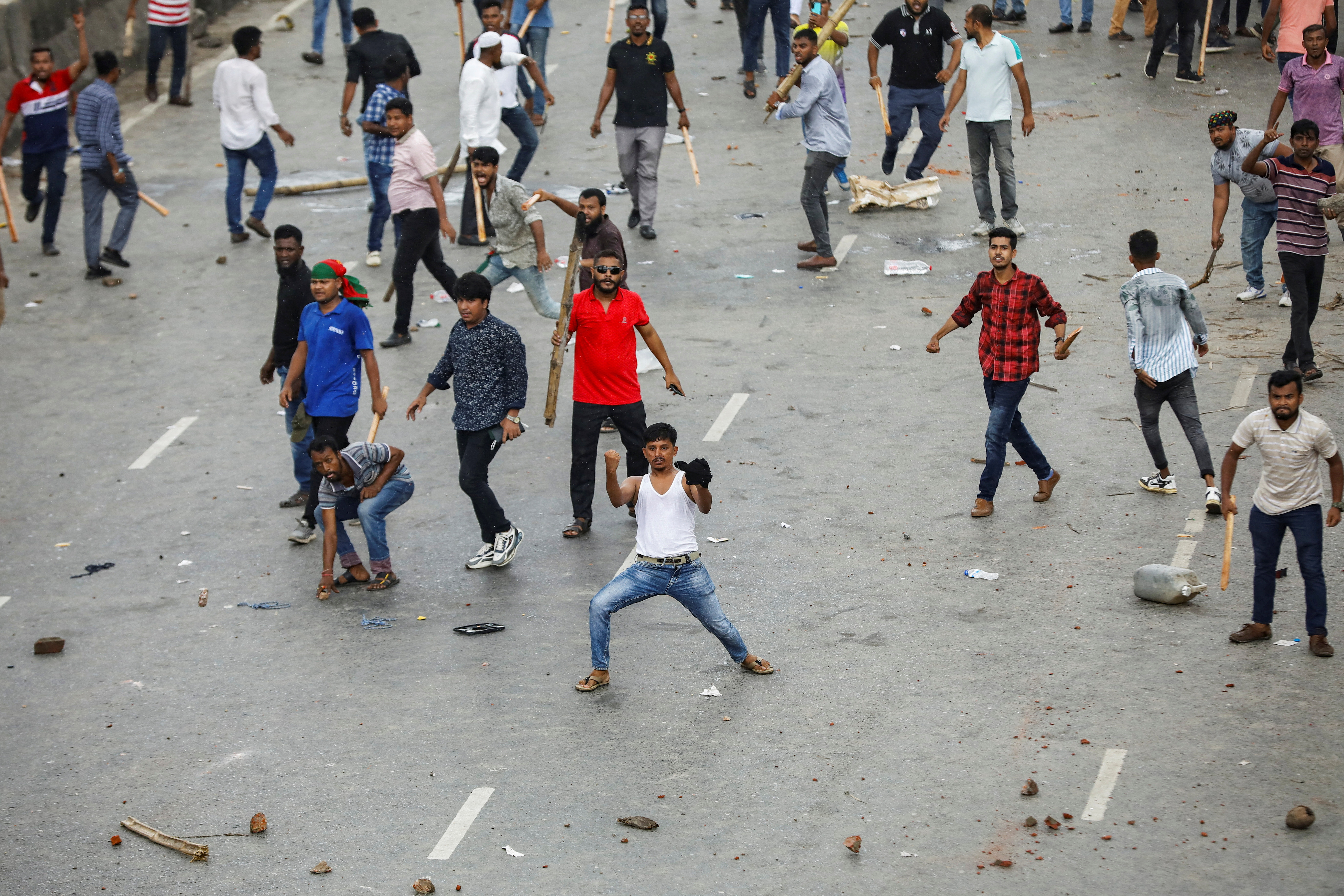 Police and opposition party supporters clash in Bangladesh