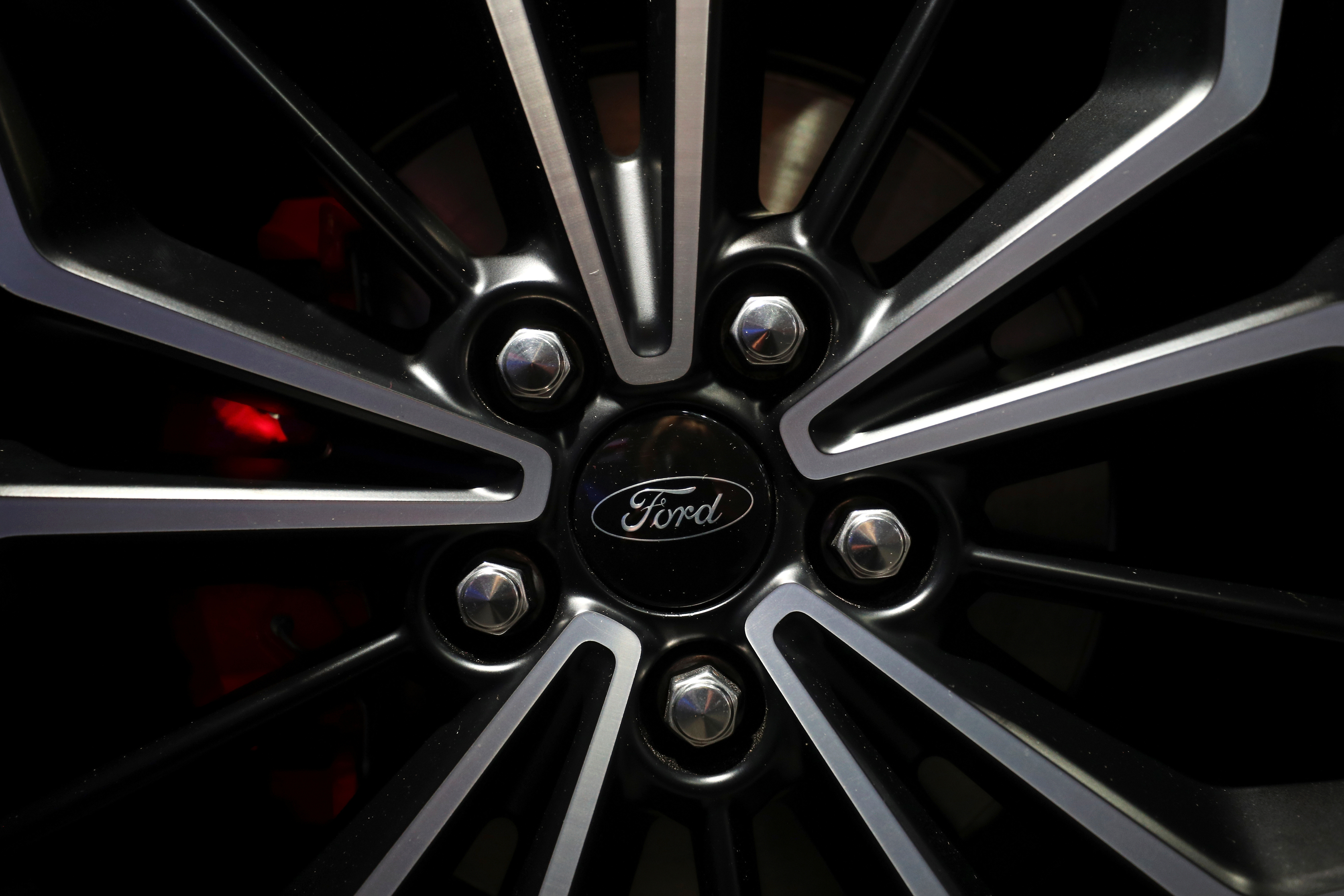 The wheel of a 2018 Ford Focus is shown at the new model's launch in London