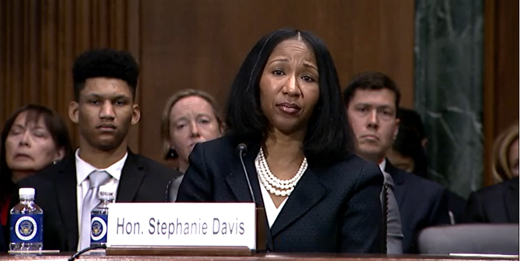 Stephanie Dawkins Davis, a nominee to serve as a judge on the 6th U.S. Circuit Court of Appeals, appears before the U.S. Senate Judiciary Committee in Washington, D.C., on March 2, 2022. U.S. Senate/Handout via REUTERS