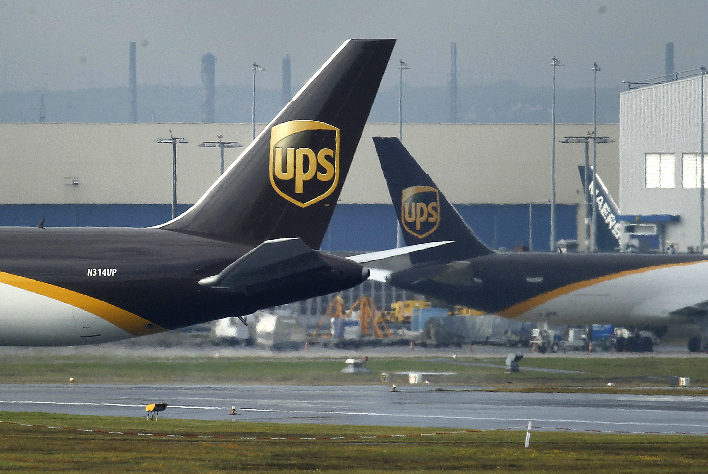 UPS cargo planes are seen in the cargo area of Cologne/Bonn airport near Cologne