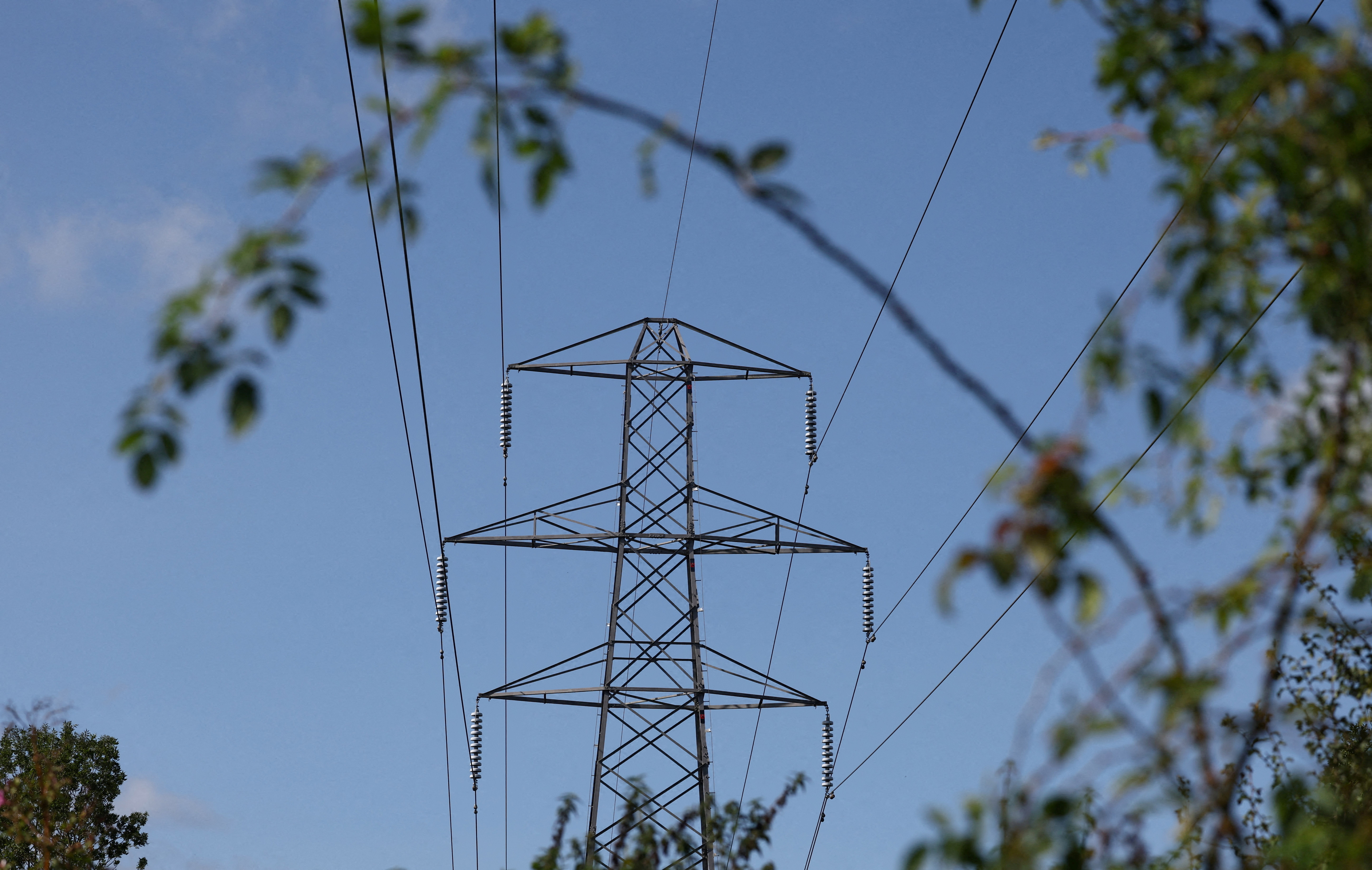Electricity pylons run through fields near Amersham