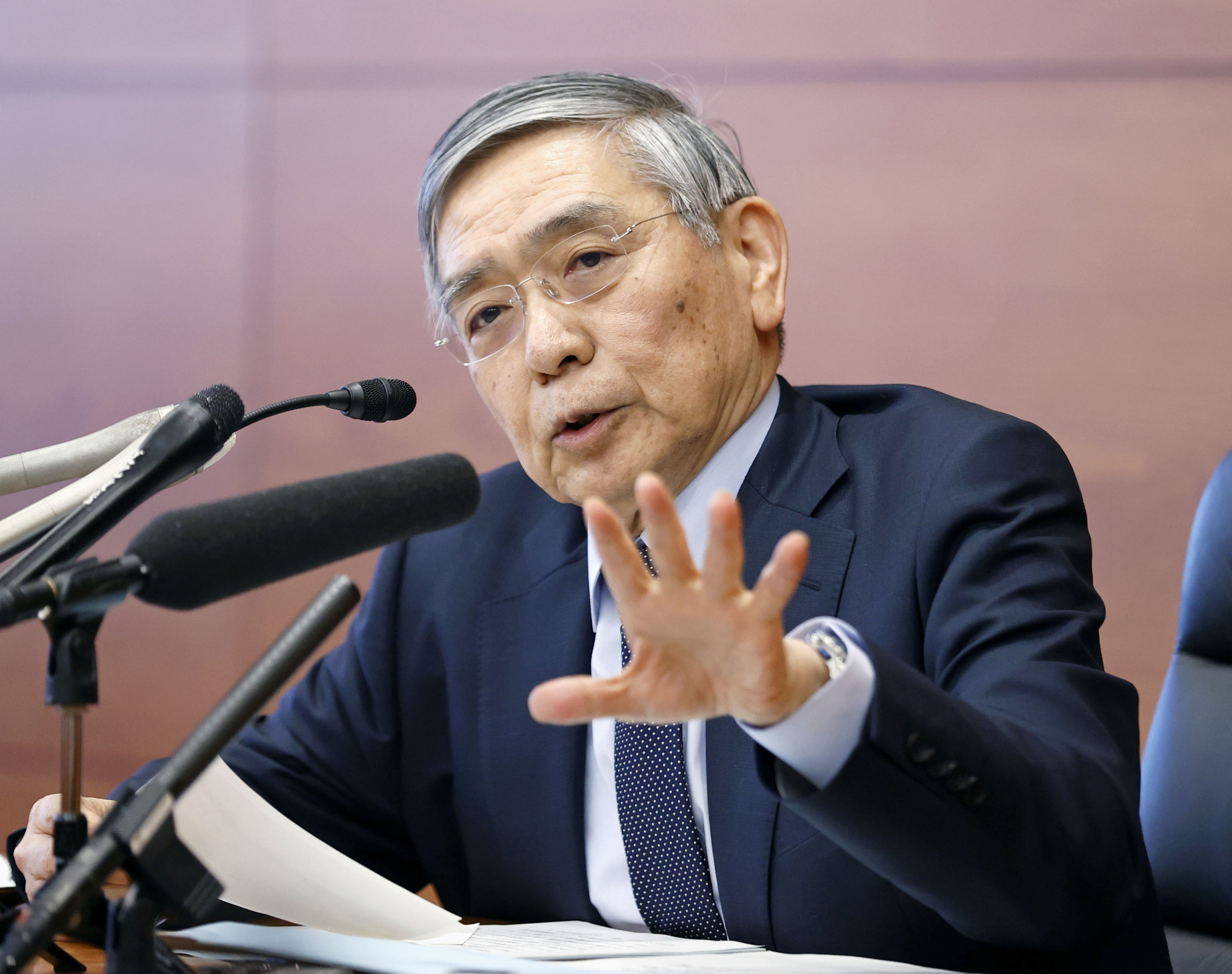 Bank of Japan Governor Haruhiko Kuroda attends a news conference in Tokyo, Japan