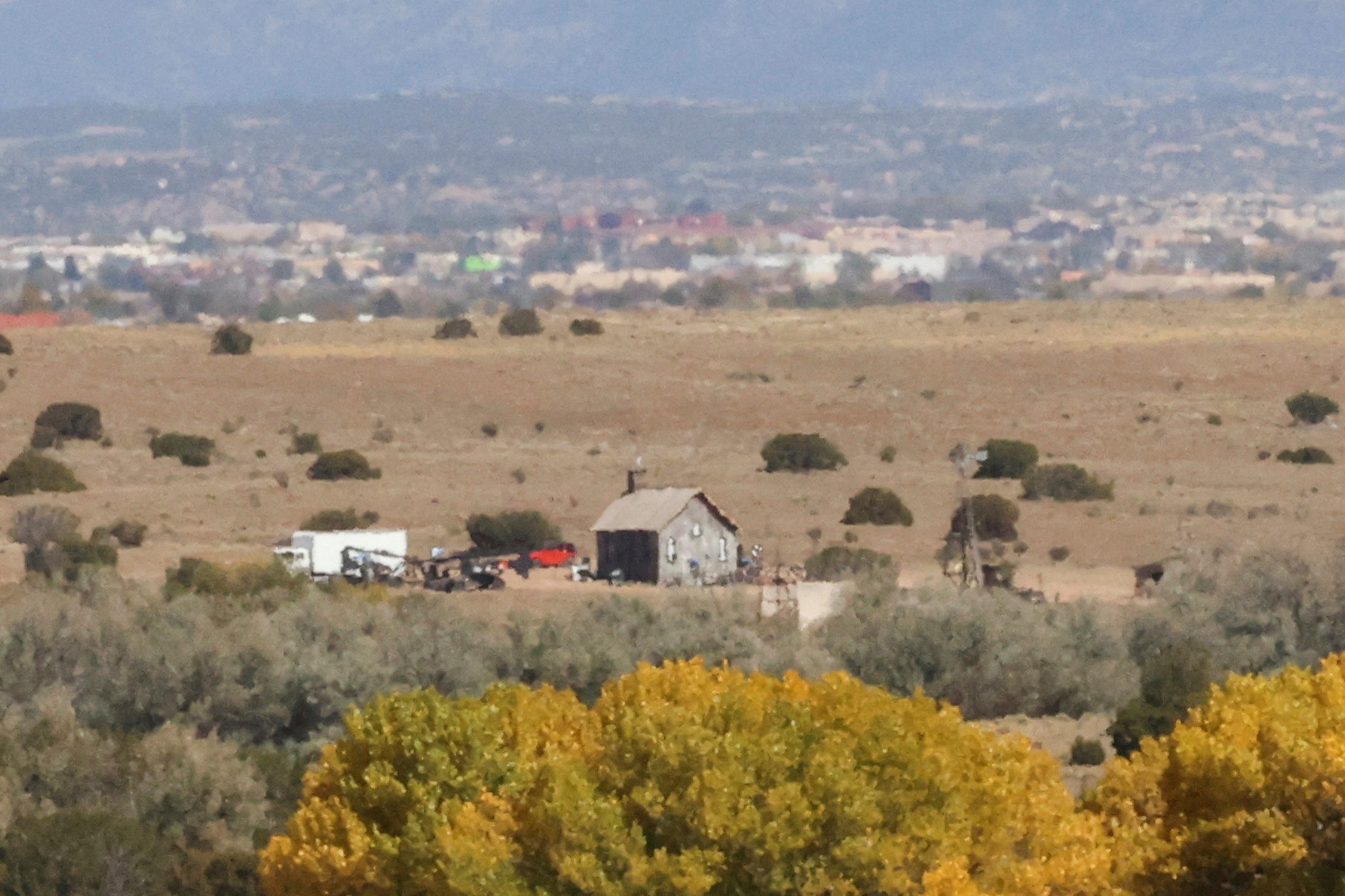 The film set of "Rust" is seen in Santa Fe