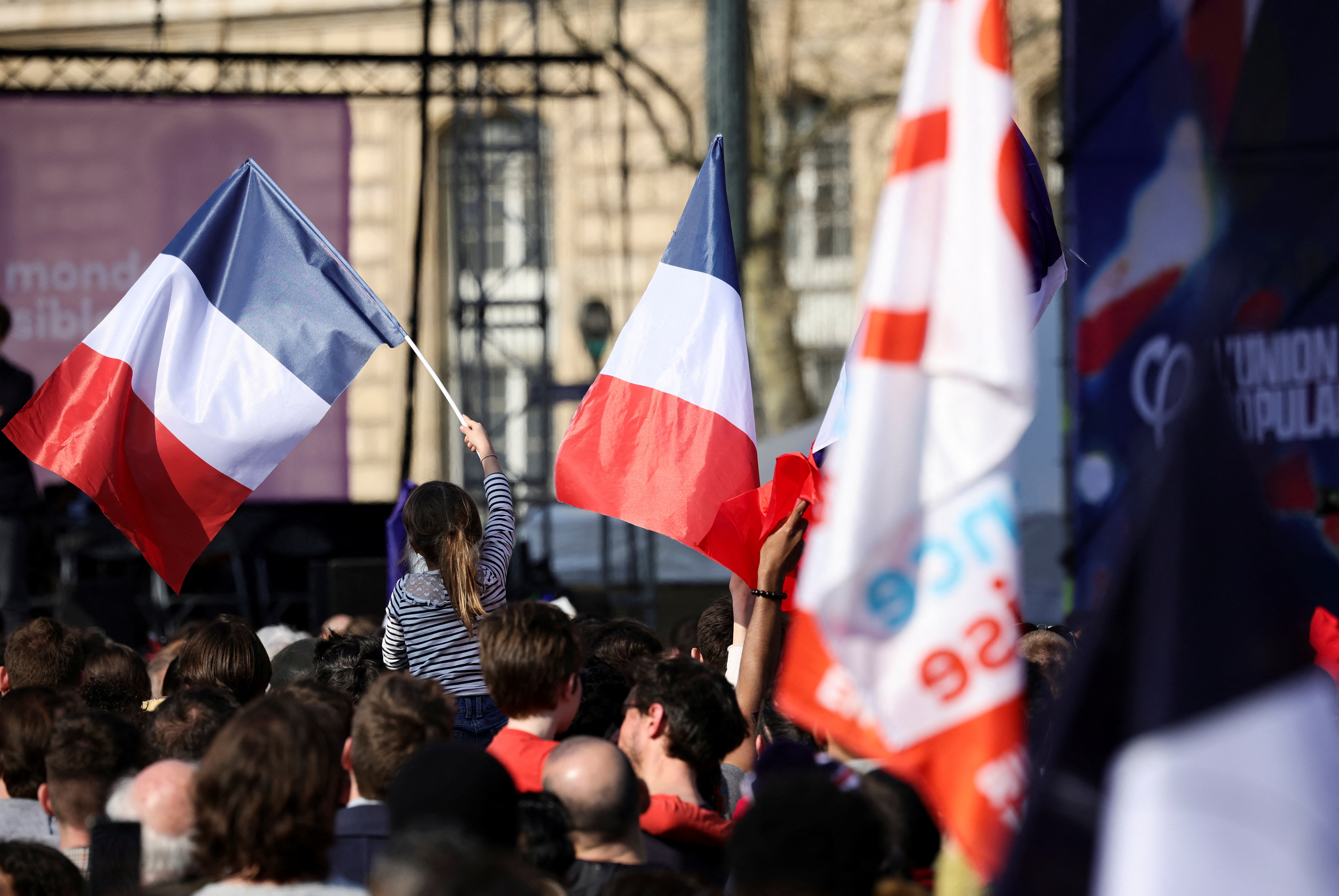 French far-left presidential candidate Melenchon organises a march for the 6th Republic, in Paris