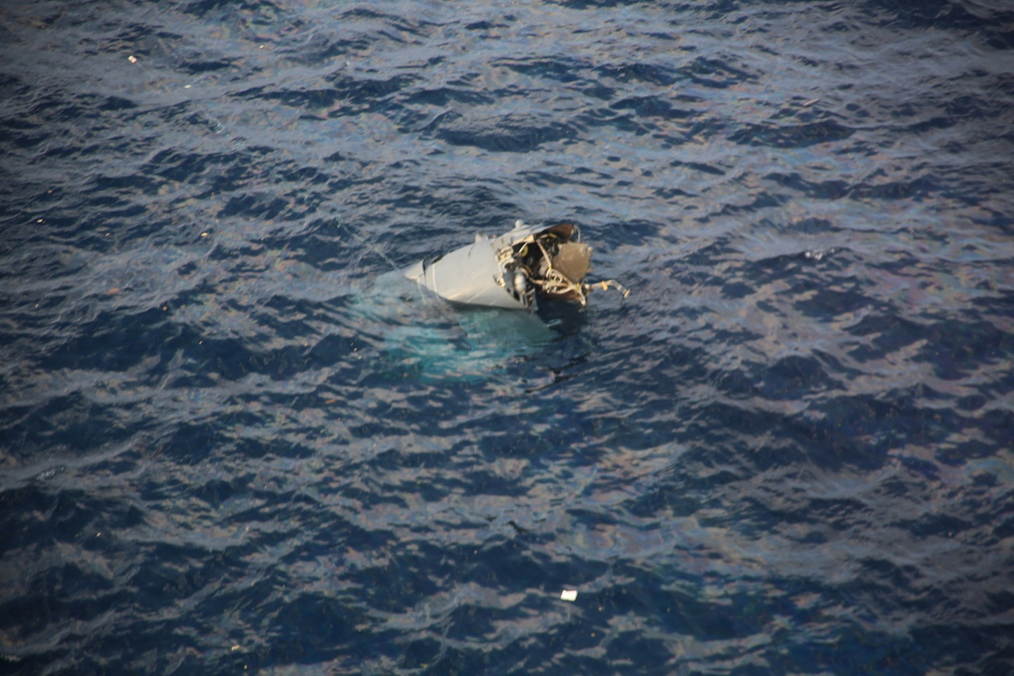 Handout photo shows a wreck believed to belong to the U.S. military aircraft MV-22 Osprey that crashed into the sea off Yakushima Island, Japan