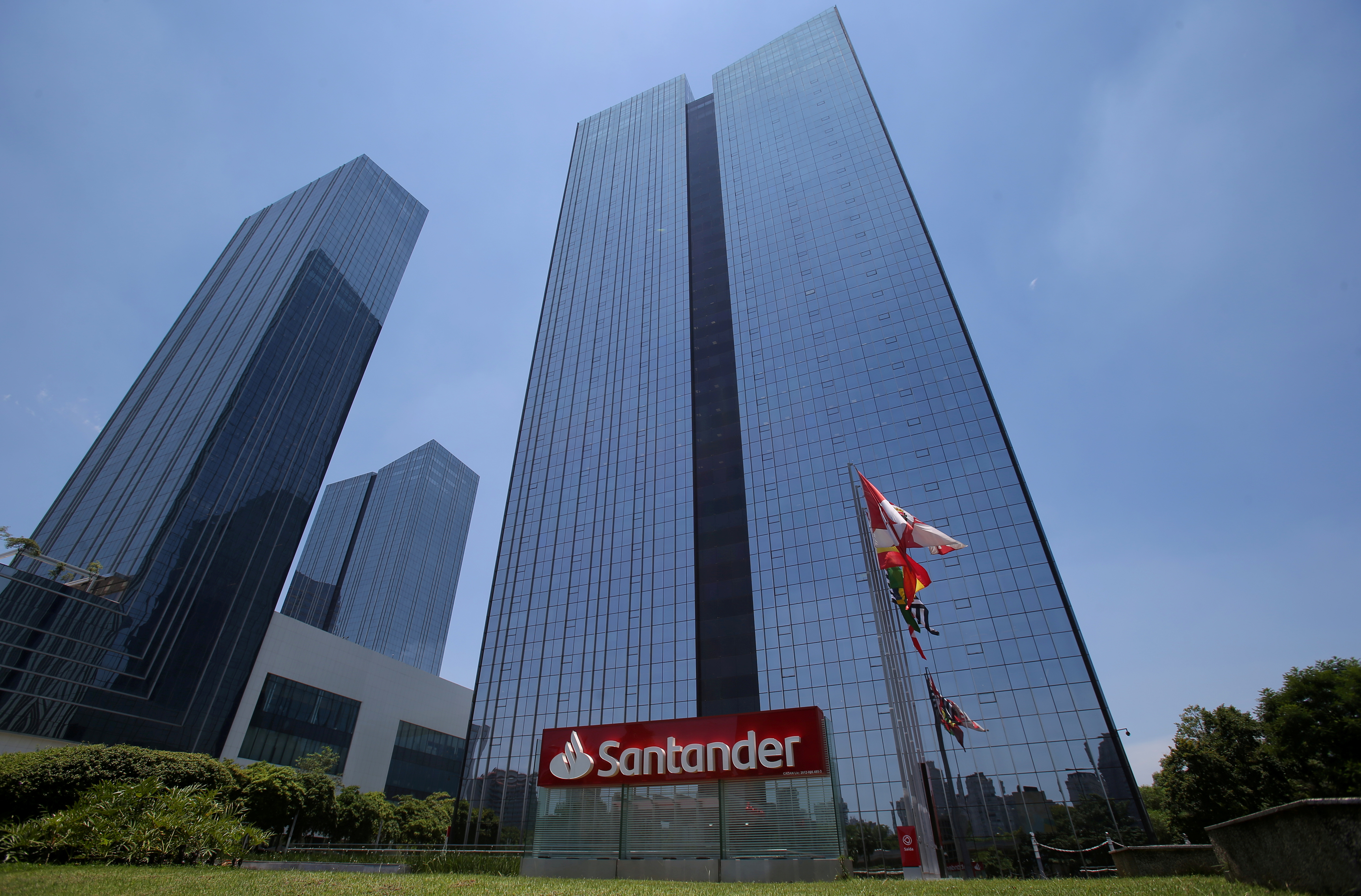 Santander bank office building is seen in Sao Paulo