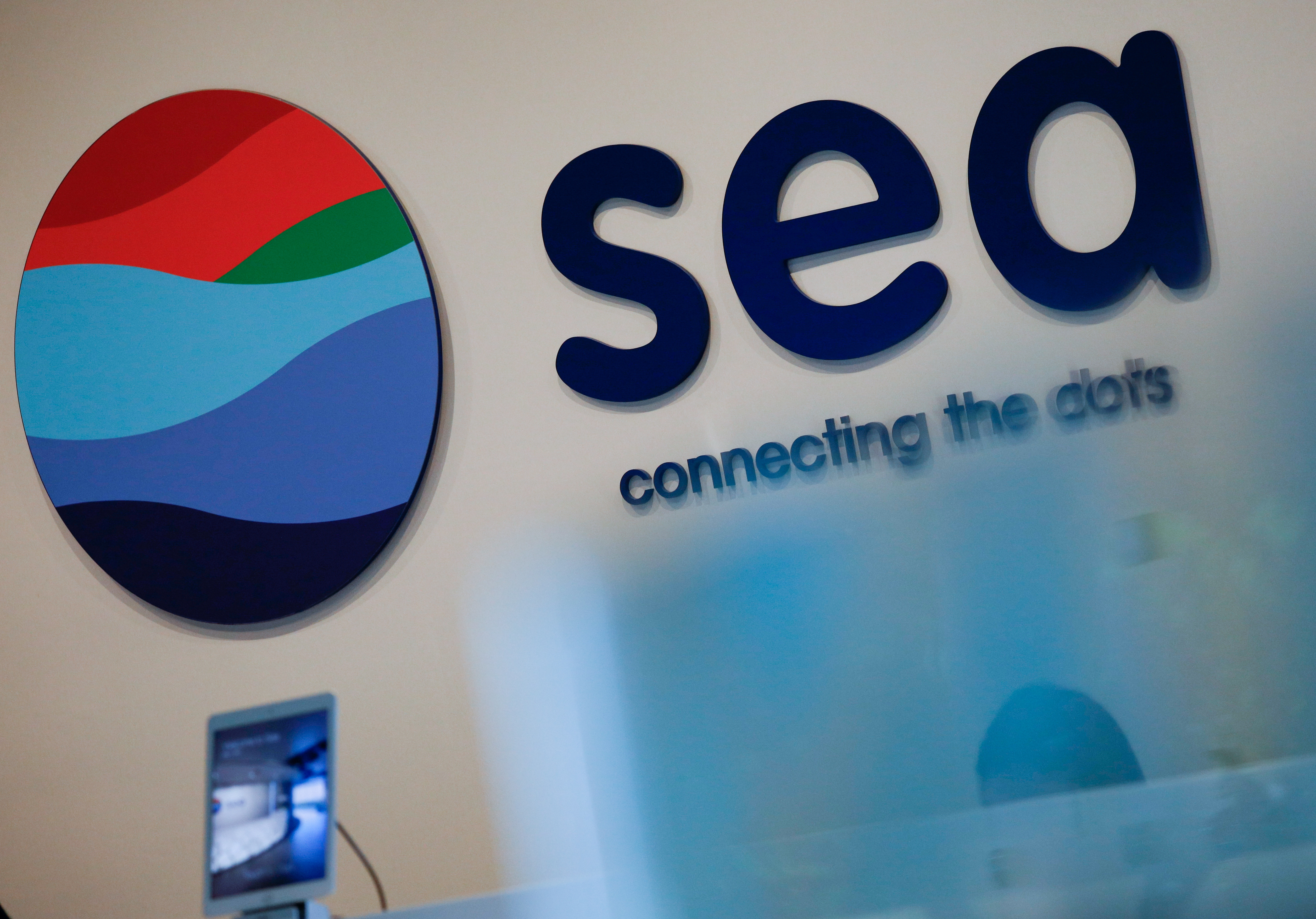 Sea Ltd's sign is pictured at its office in Singapore