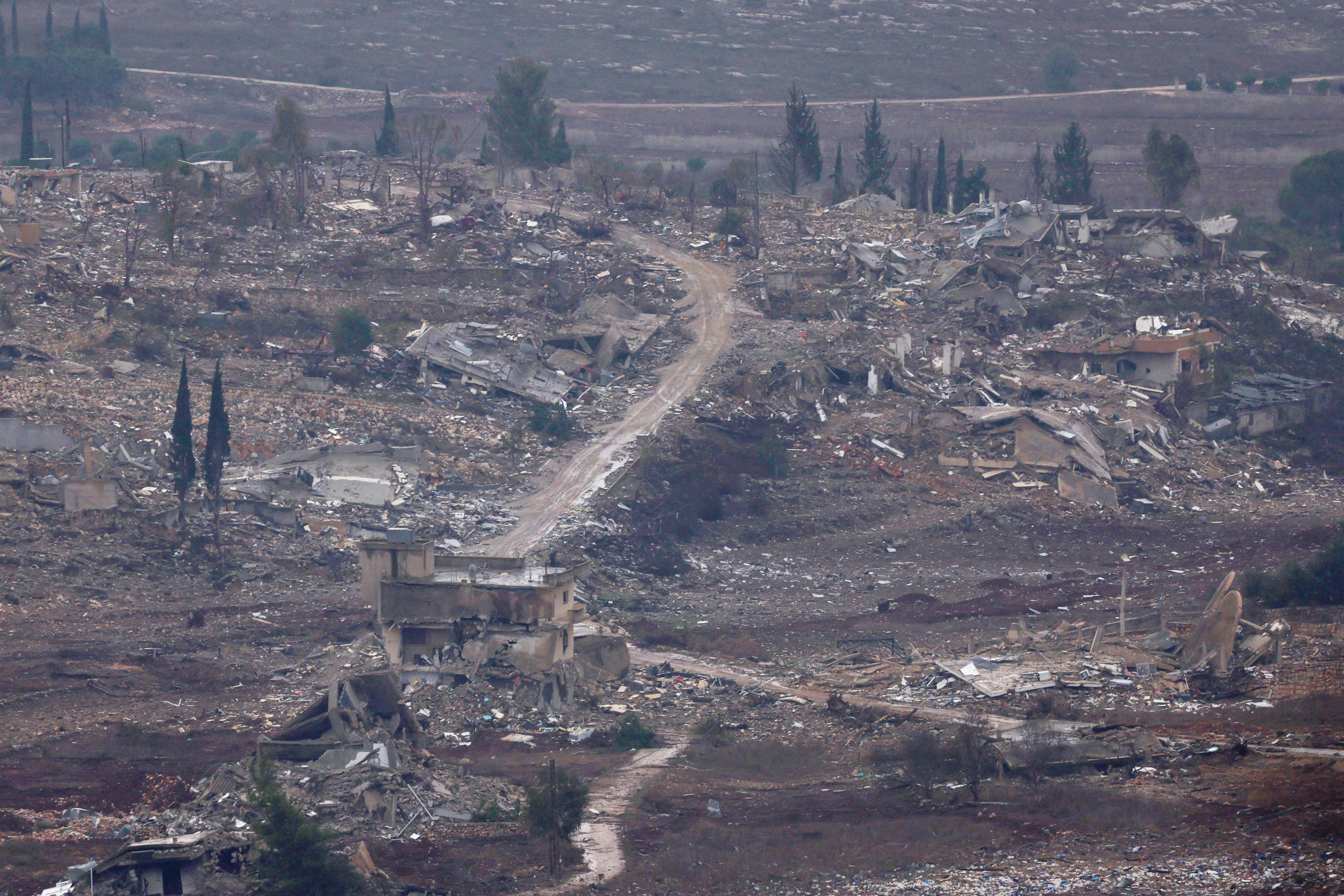 A general view of southern Lebanon, after a ceasefire between Israel and Hezbollah took effect, near Israel's border with Lebanon in northern Israel