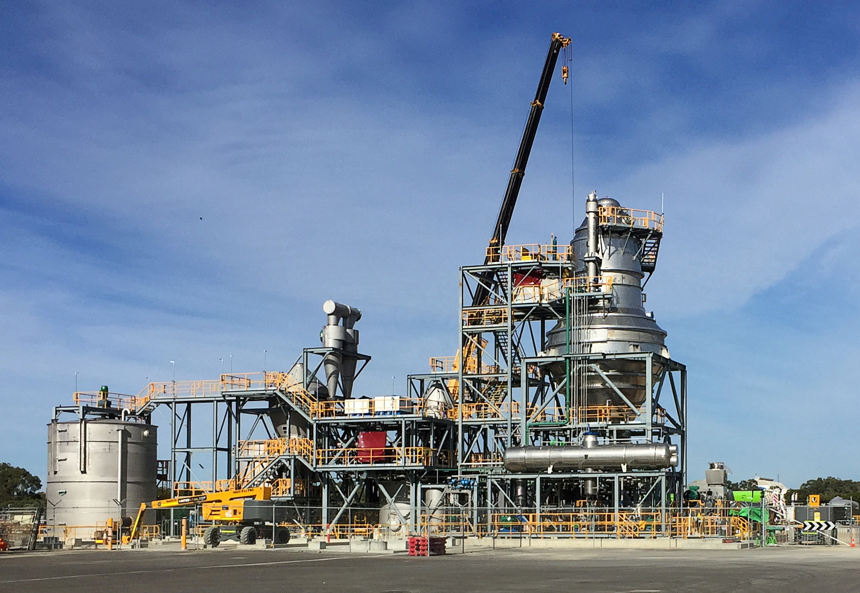 A view of a new nickel sulphate plant that global miner BHP Group is building to service the battery industry at its Nickel West operations, south of Perth