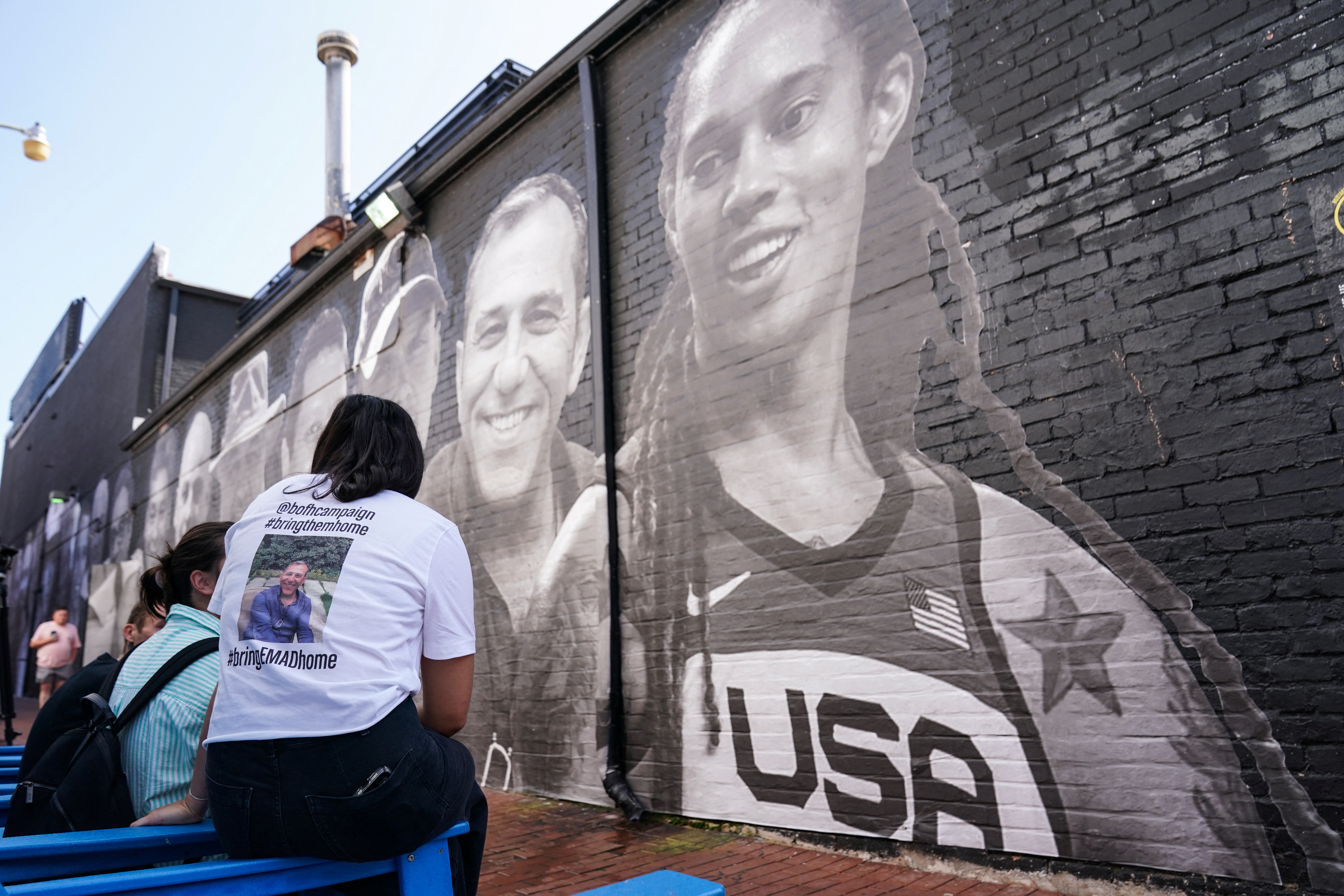 Brittney Griner and other hostages mural in Washington