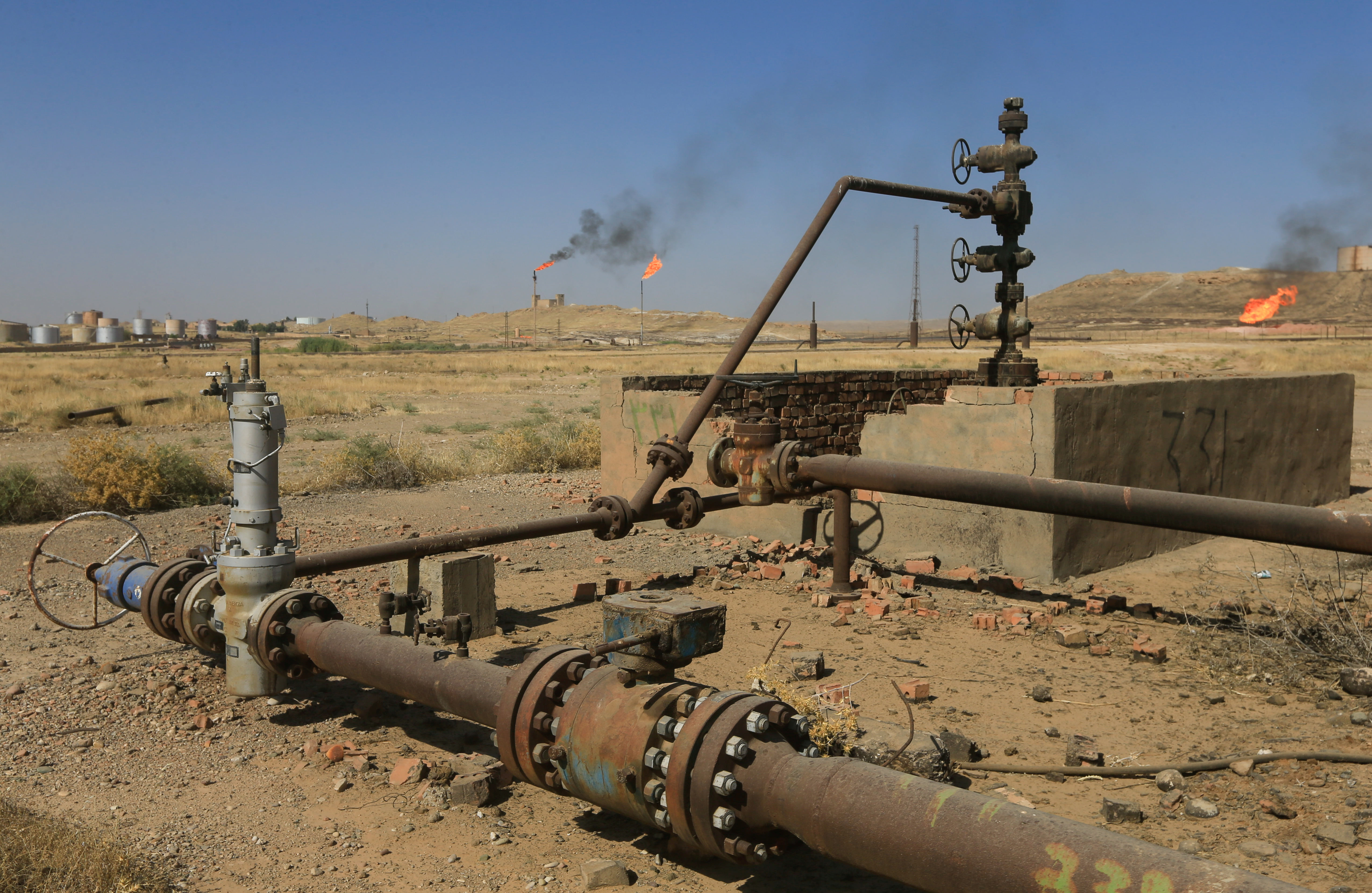 An oil field is seen in Kirkuk
