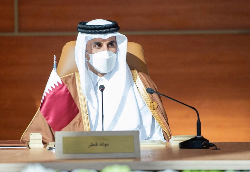 Qatar's Emir Sheikh Tamim bin Hamad al-Thani attends the Gulf Cooperation Council's (GCC) 41st Summit in Al-Ula