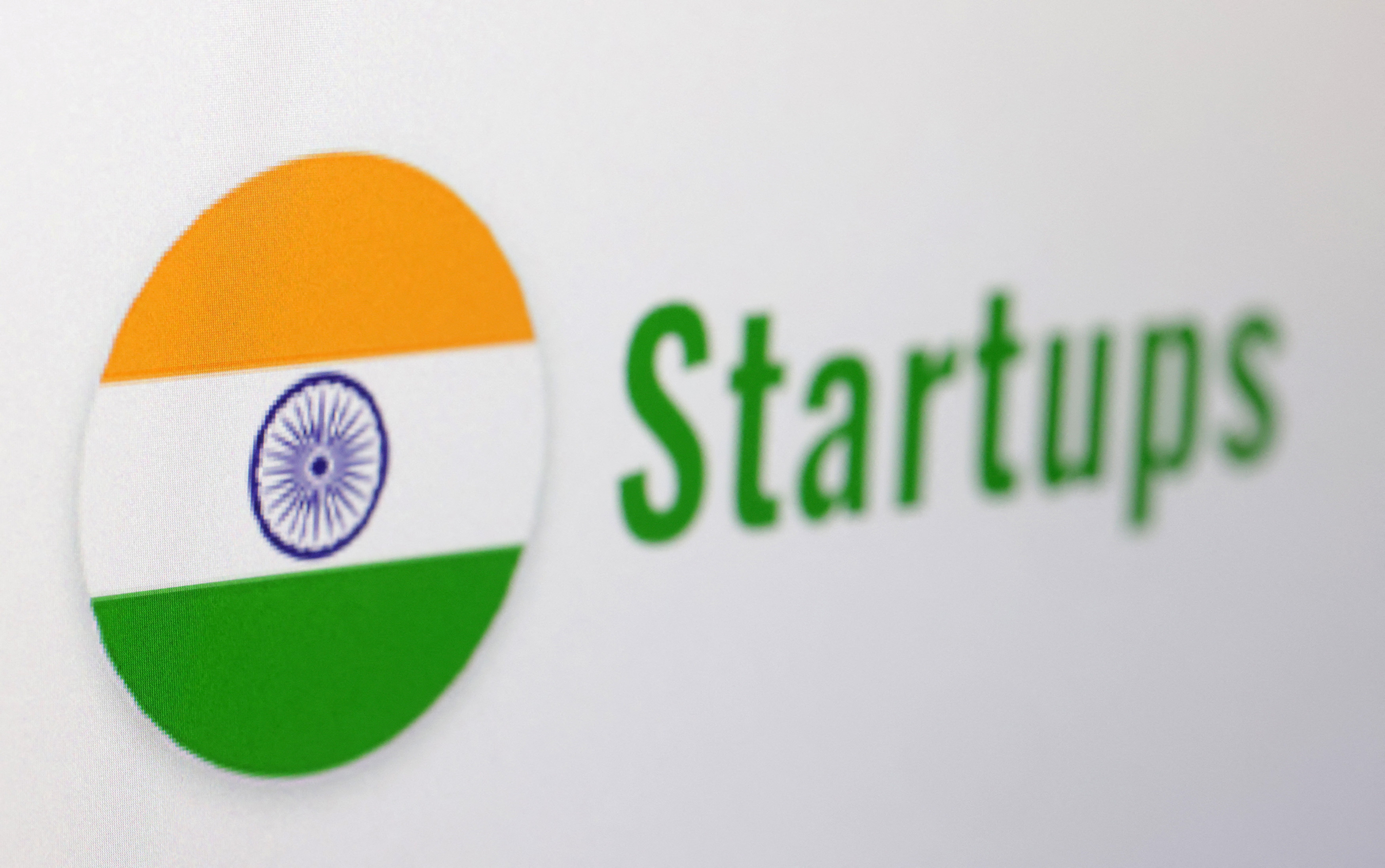 Illustration shows Indian flag and the word "Startups"
