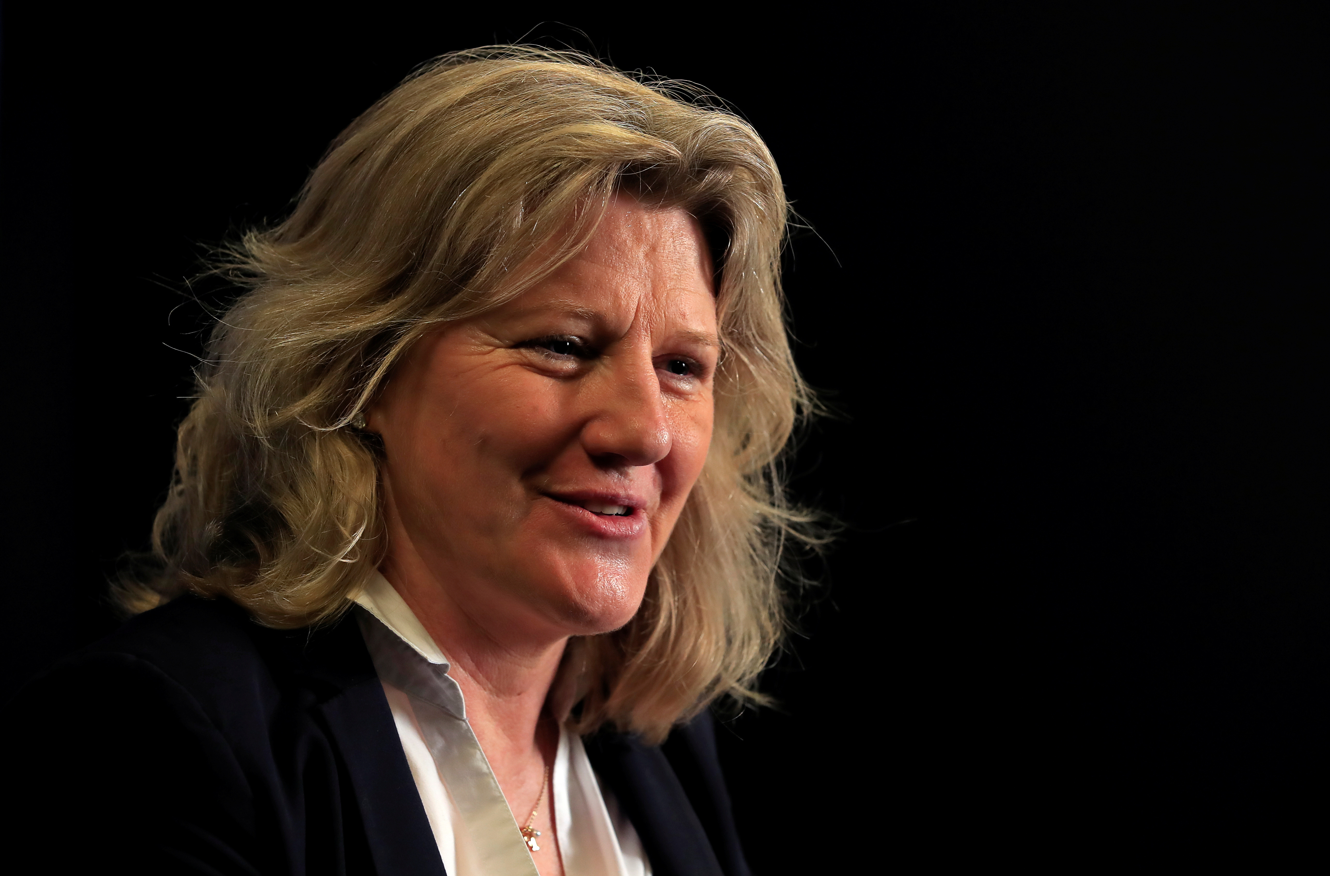 French Football Federation Vice-President Brigitte Henriques attends an interview with Reuters in Paris