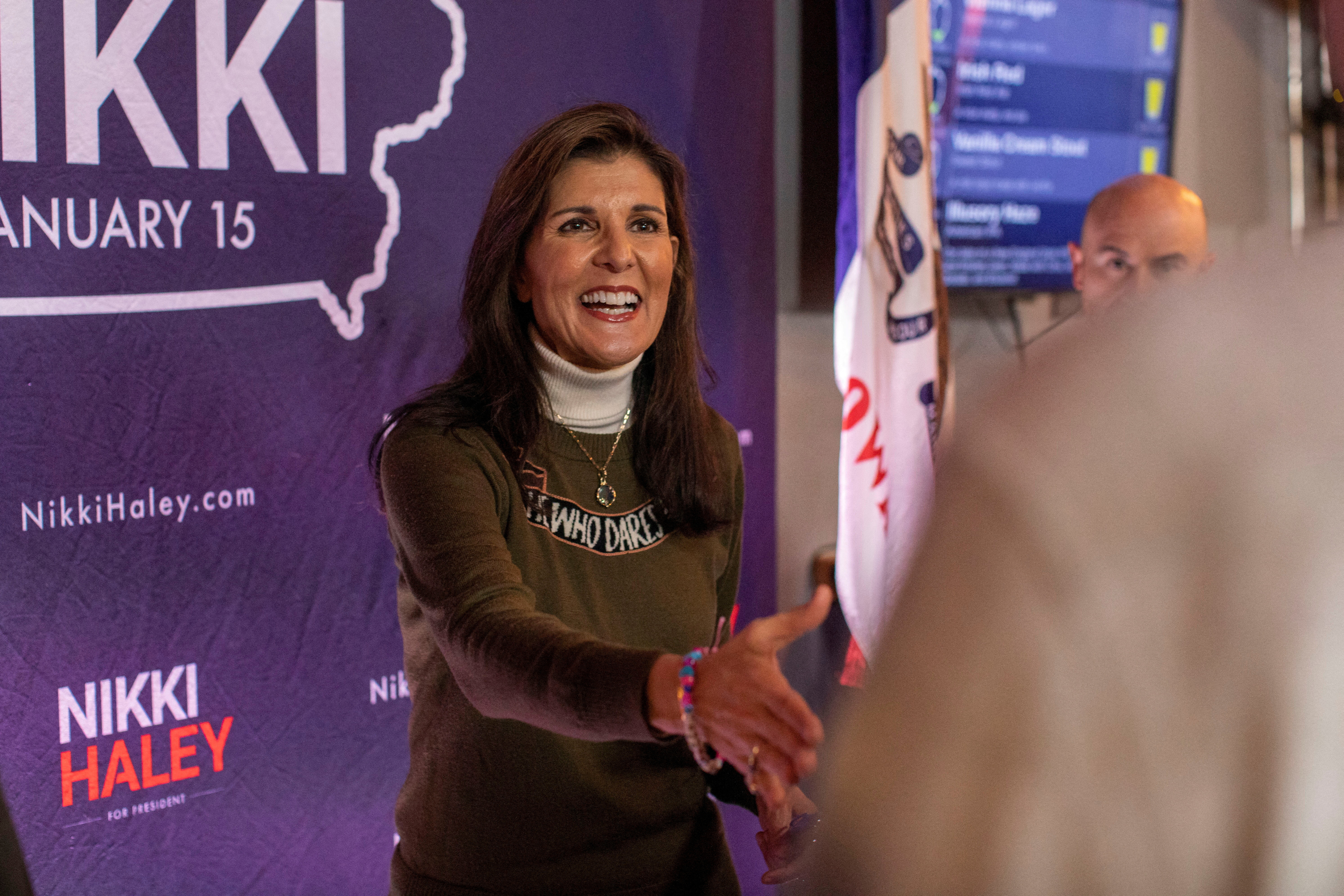 Republican presidential candidate and former U.S. Ambassador to the United Nations Nikki Haley campaigns in Iowa