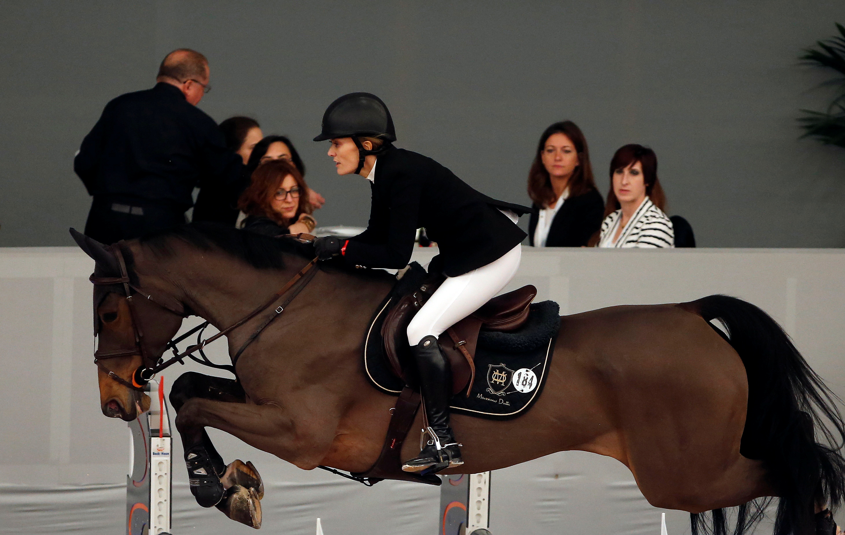 Marta Ortega, daughter of Amancio Ortega, founder and former chairman of Spanish global fashion group Inditex, competes during Madrid Horse Week in Madrid