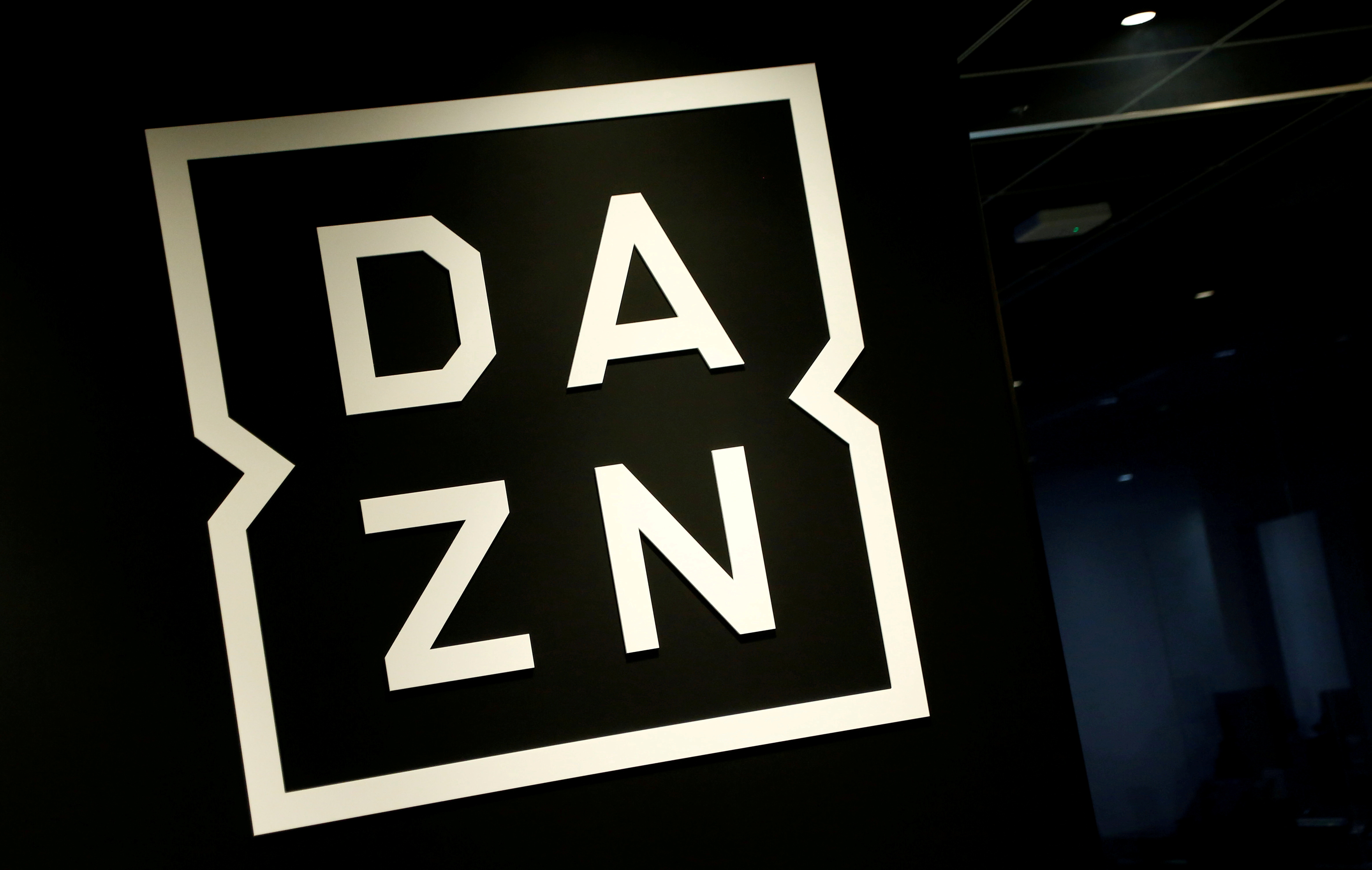 Internet streaming service DAZN's logo is pictured in its office in Tokyo, Japan March 21, 2017. Picture taken on March 21, 2017. REUTERS/Kim Kyung-Hoon