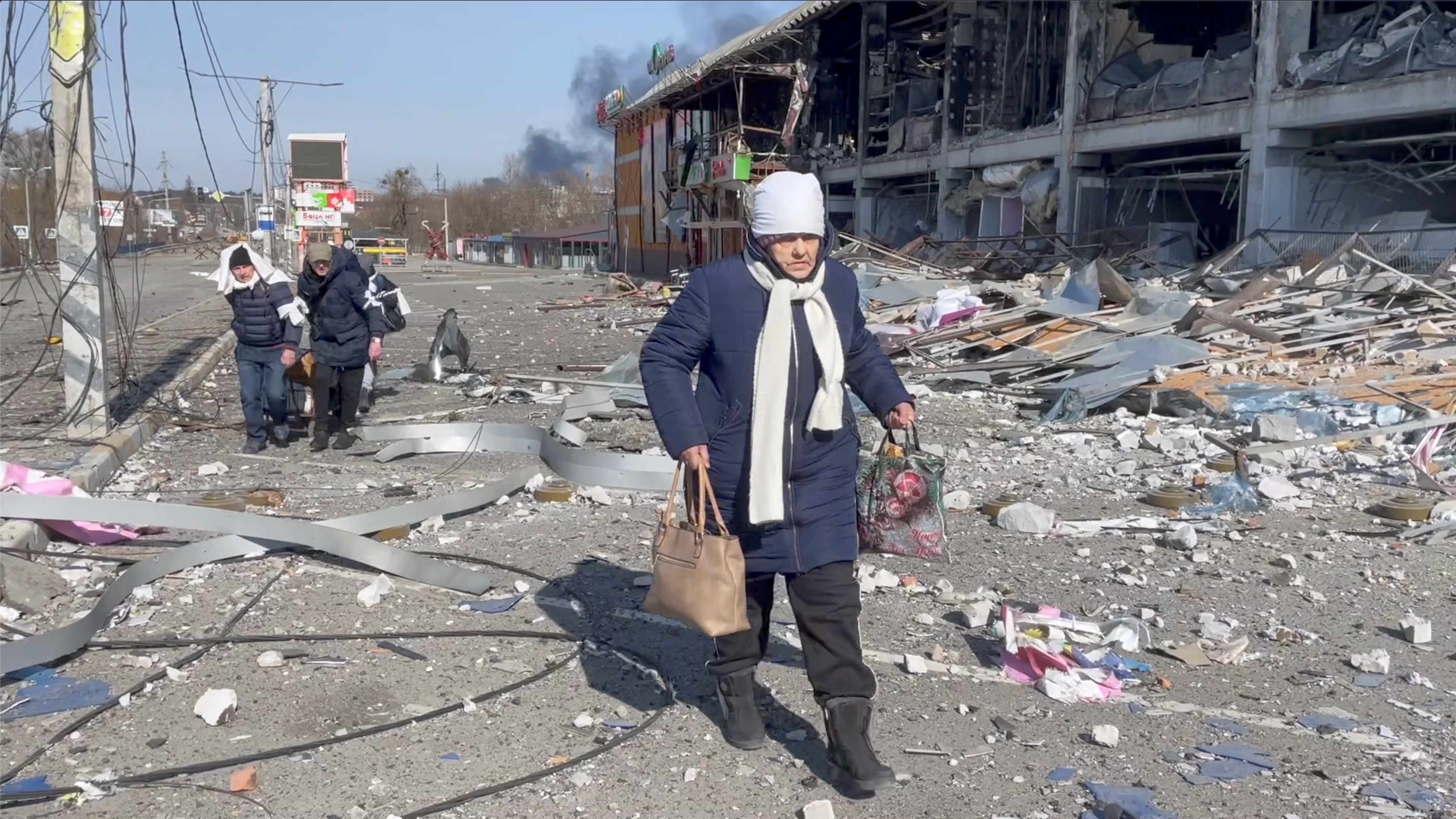 People flee the Russia's invasion of Ukraine, in Bucha