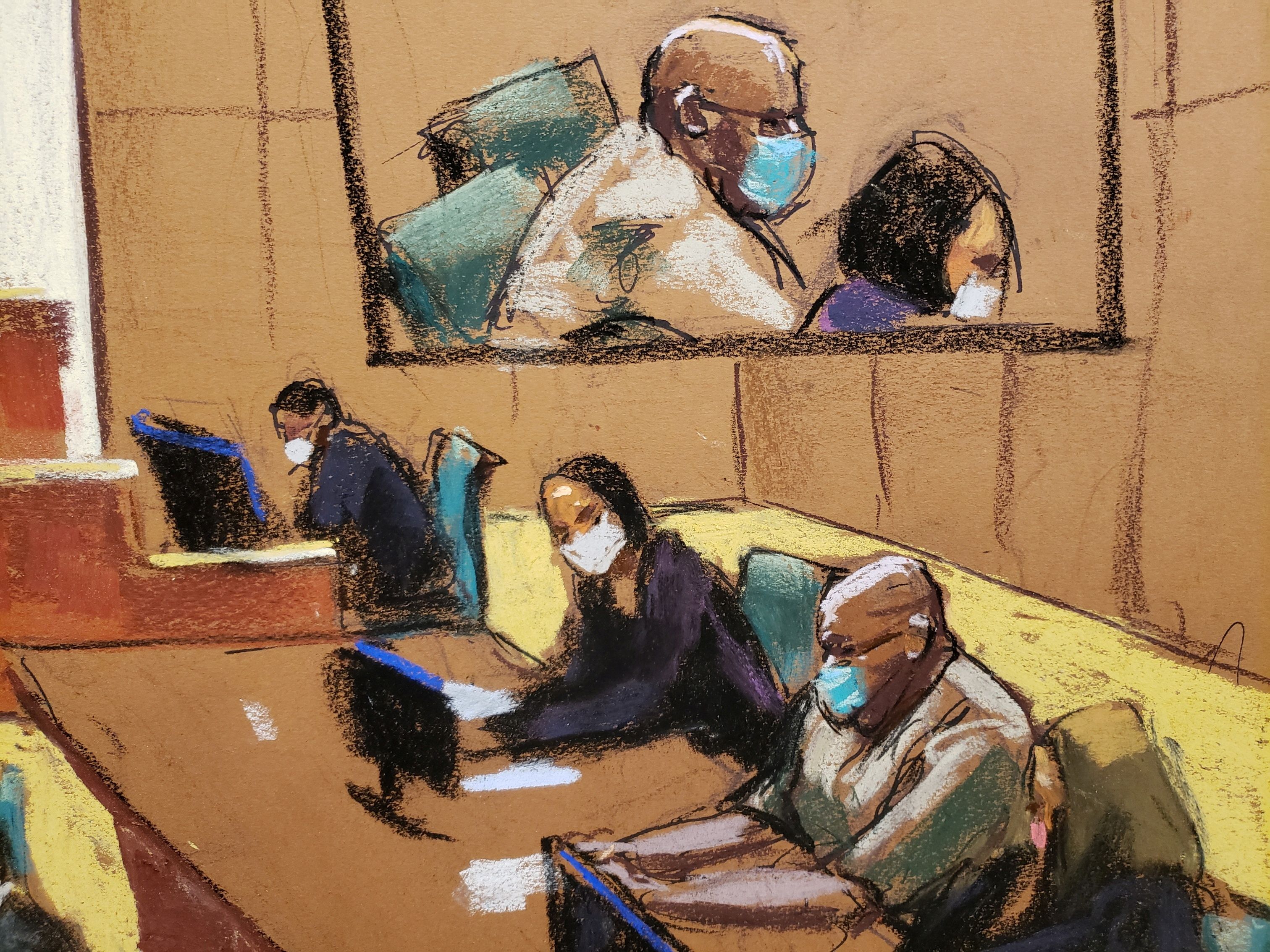 Frank James, the suspect in the Brooklyn subway shooting, sits as he appears during his court hearing in New York City