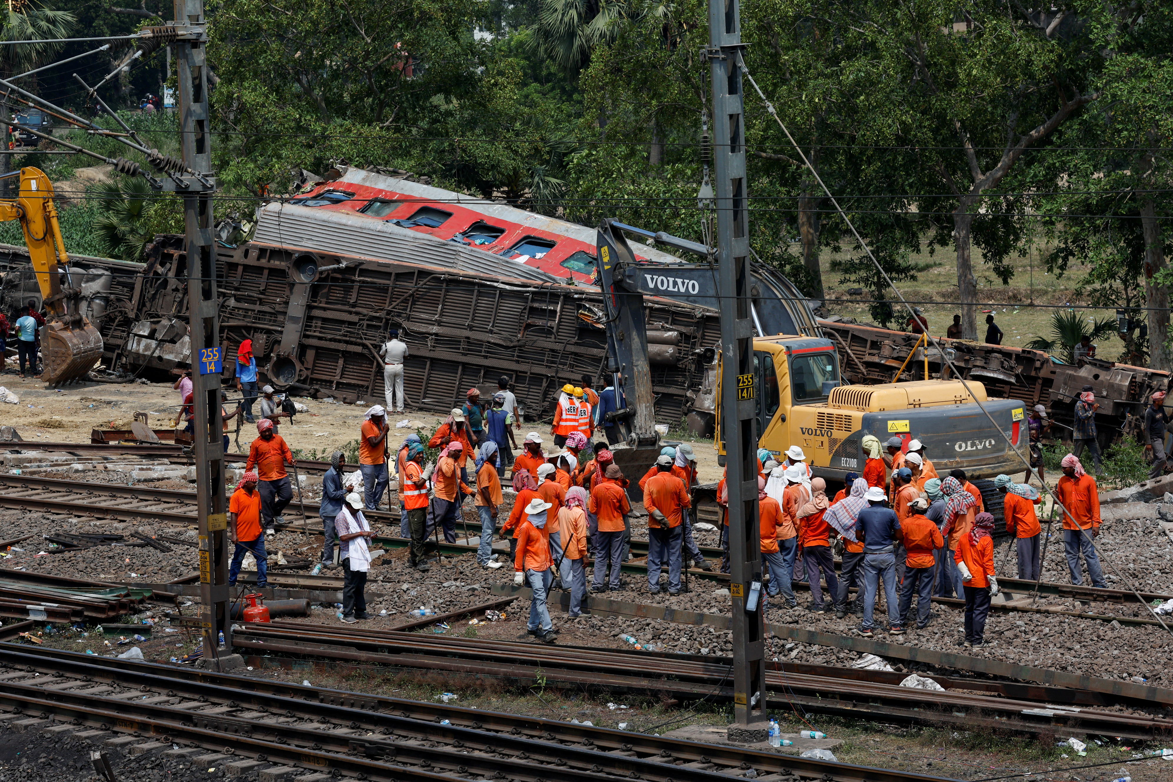 Aftermath of a train crash in India