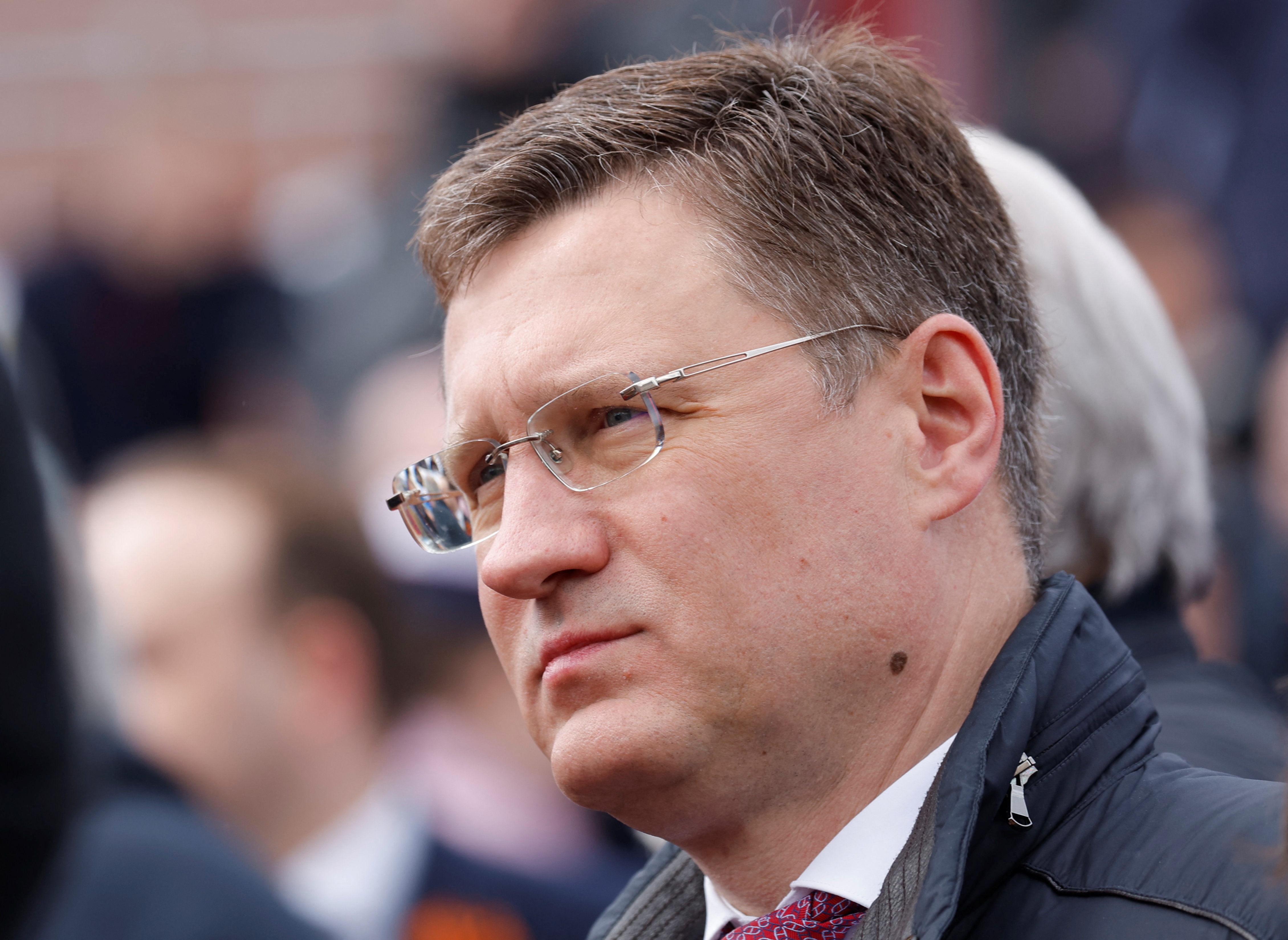 Russian Energy Minister Alexander Novak attends a military parade on Victory Day in Red Square in central Moscow