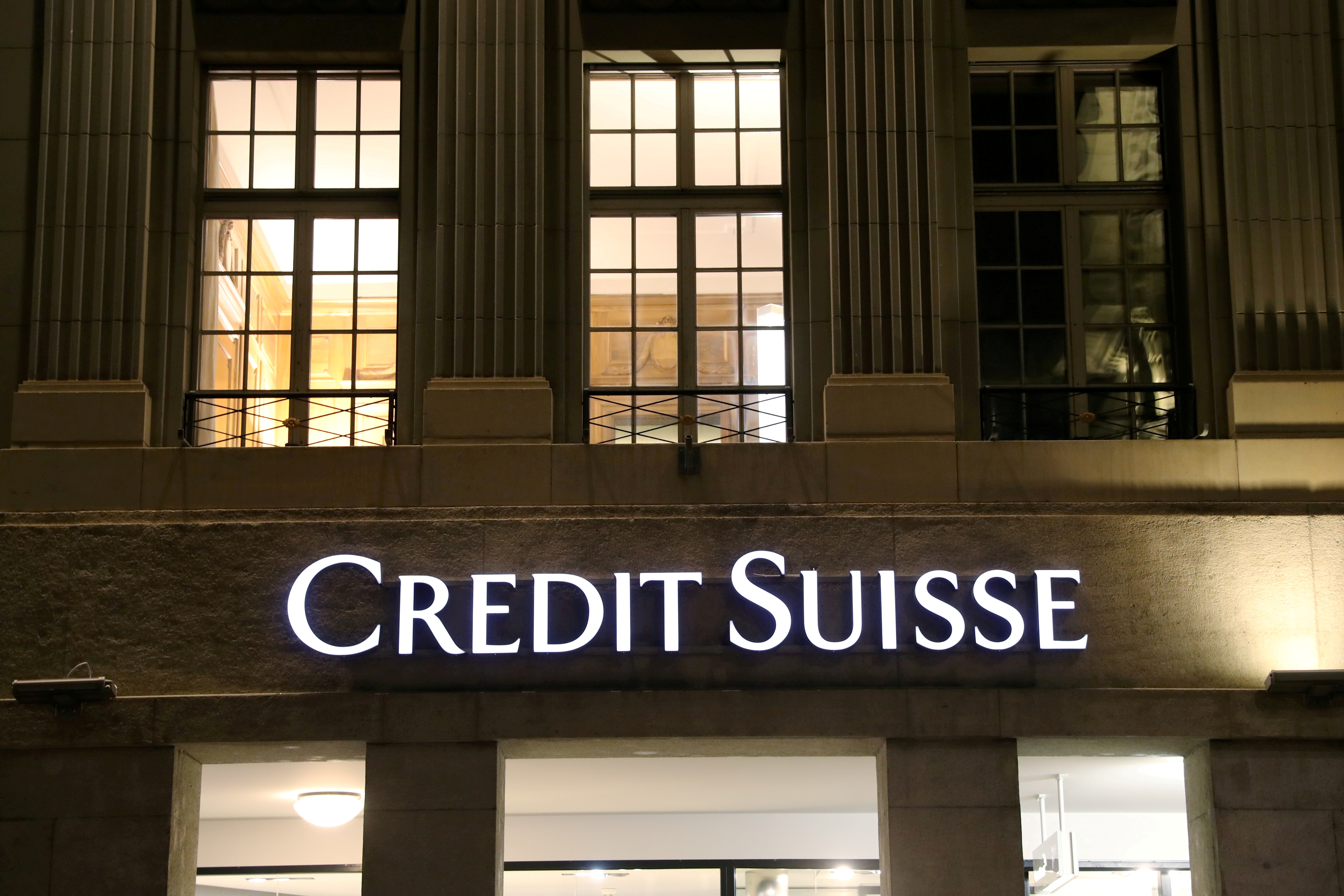 The logo of Swiss bank Credit Suisse is seen at a branch office in Bern, Switzerland October 28, 2020. REUTERS/Arnd Wiegmann