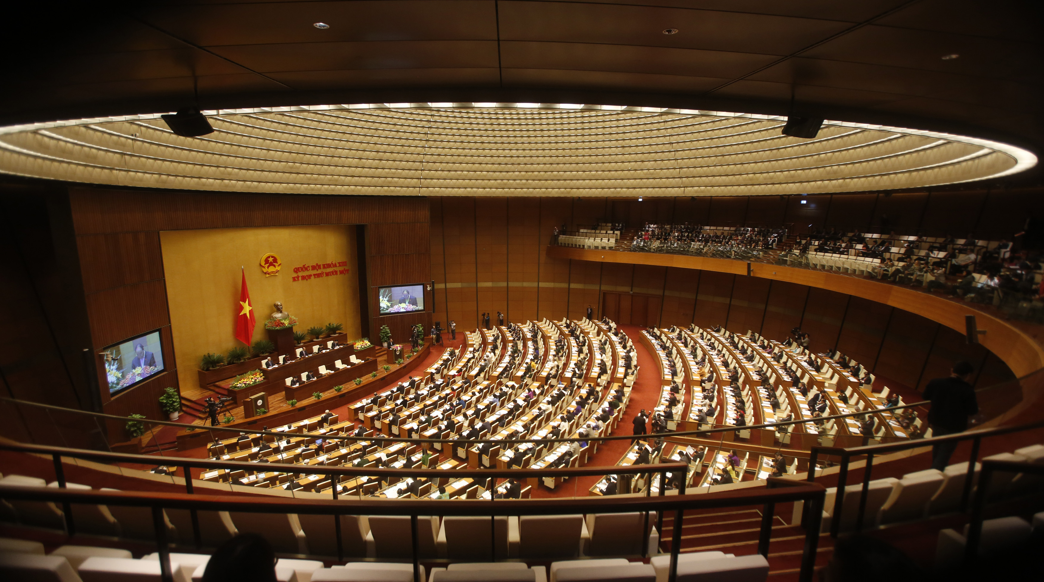 A general view of the Vietnam National Assembly is seen during the opening ceremony of its 2016 spring session in Hanoi