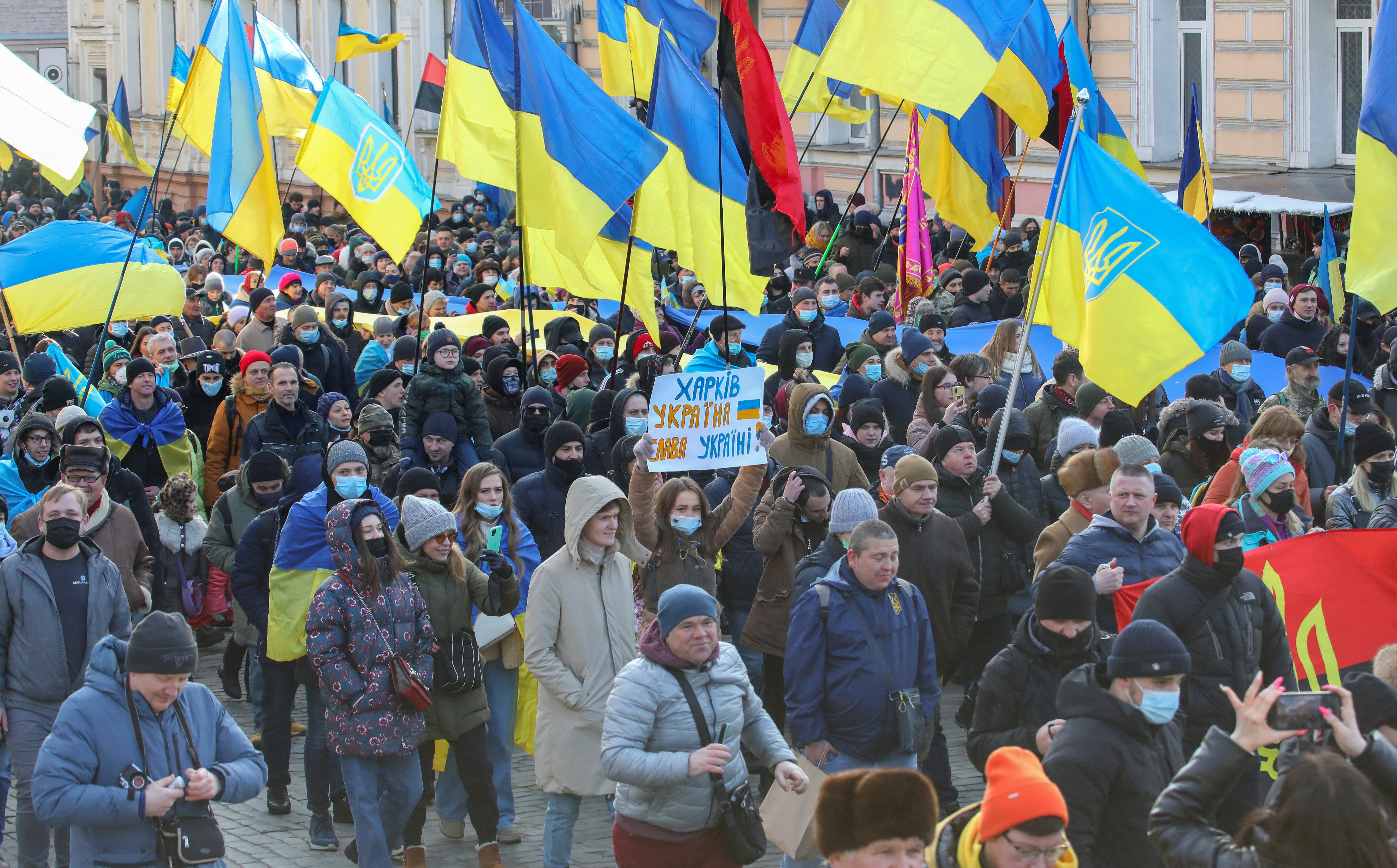 Ukrainians take part in Unity March in Kharkiv
