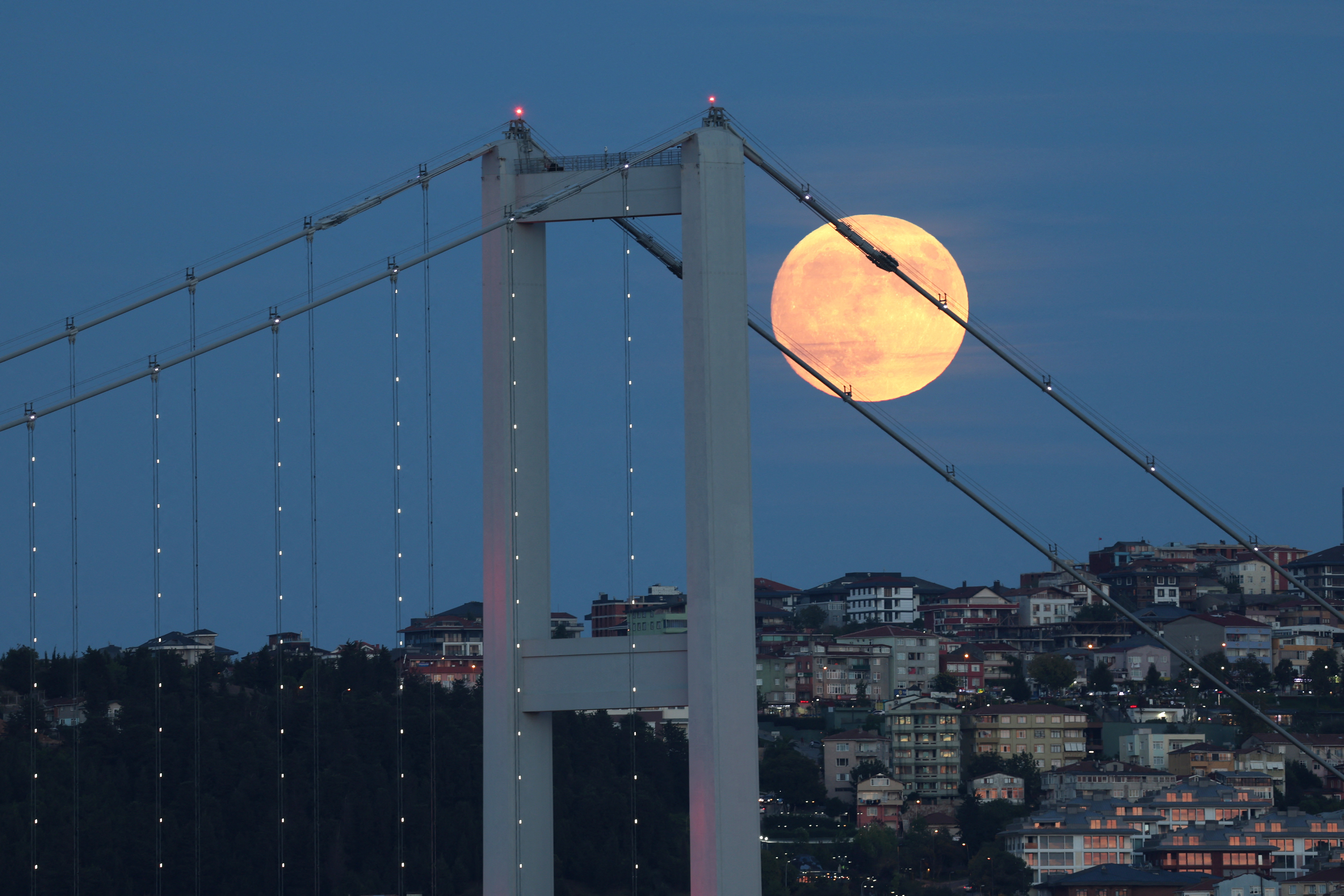 In pictures: Rare harvest supermoon partial lunar eclipse