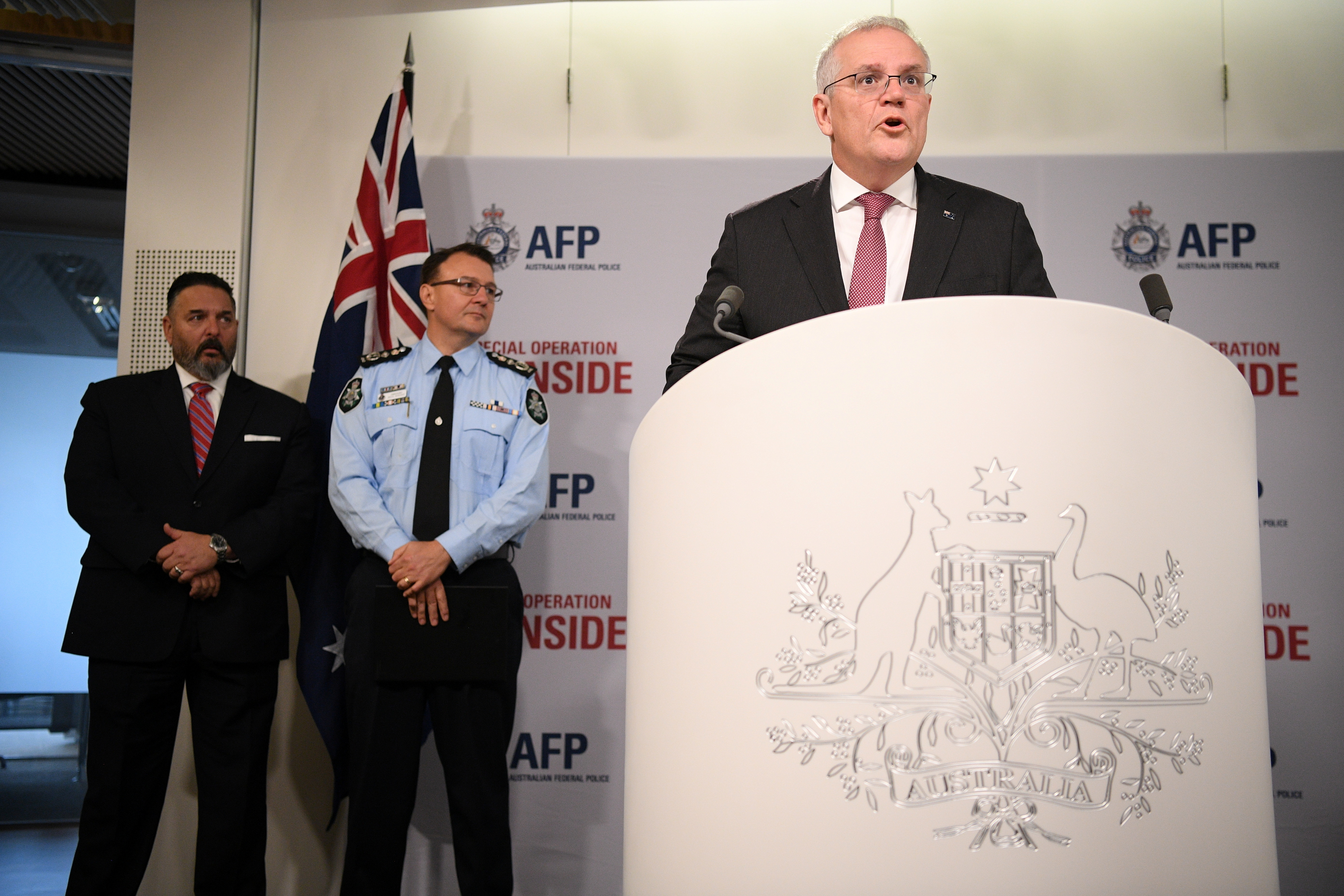 Australian Prime Minister Scott Morrison speaks about Operation Ironside in Sydney