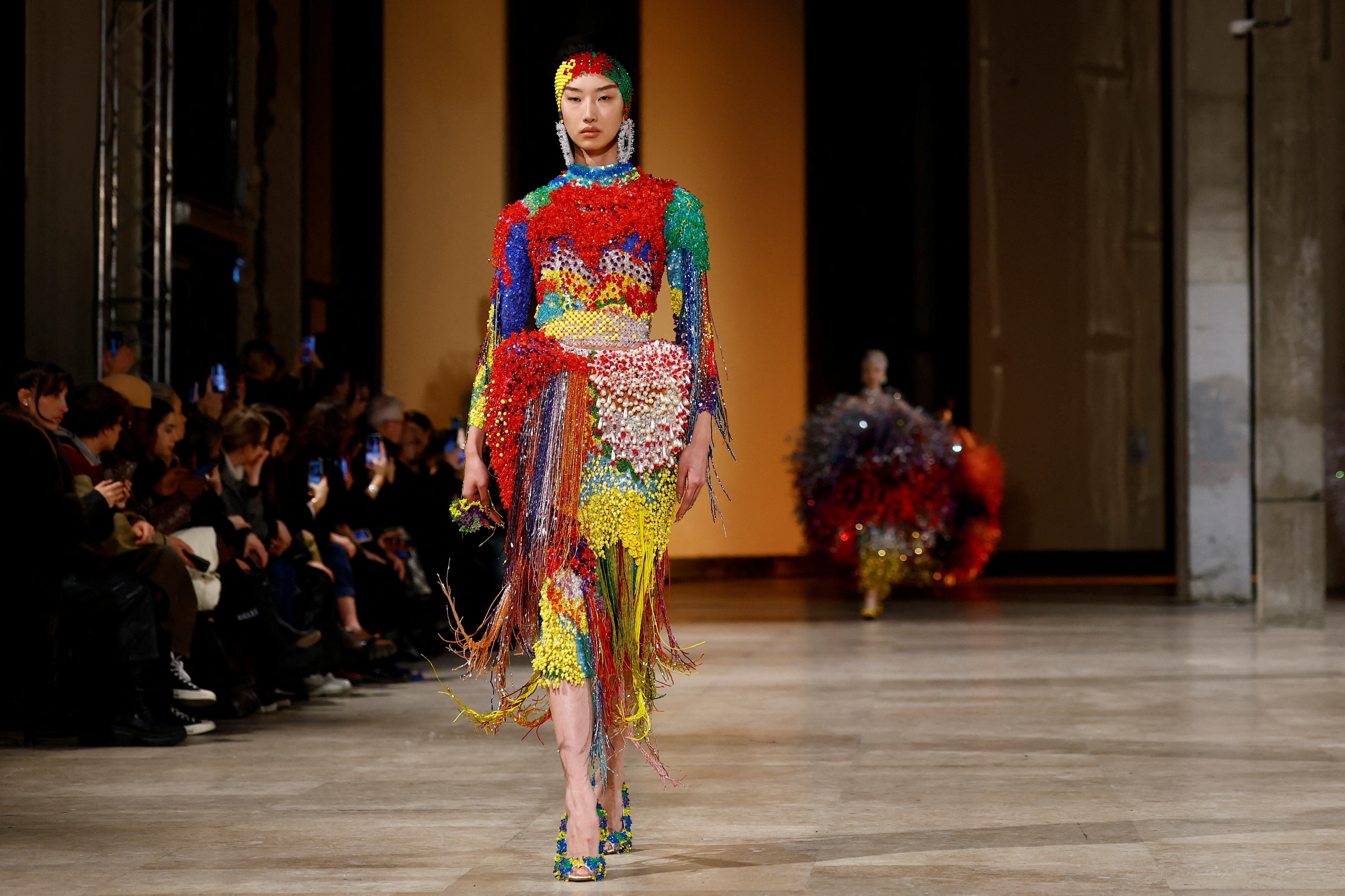 Germanier shows colourful, beaded haute couture on Paris runway