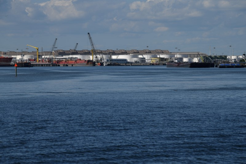 The Houston Ship Channel, part of the Port of Houston, is seen in Pasadena