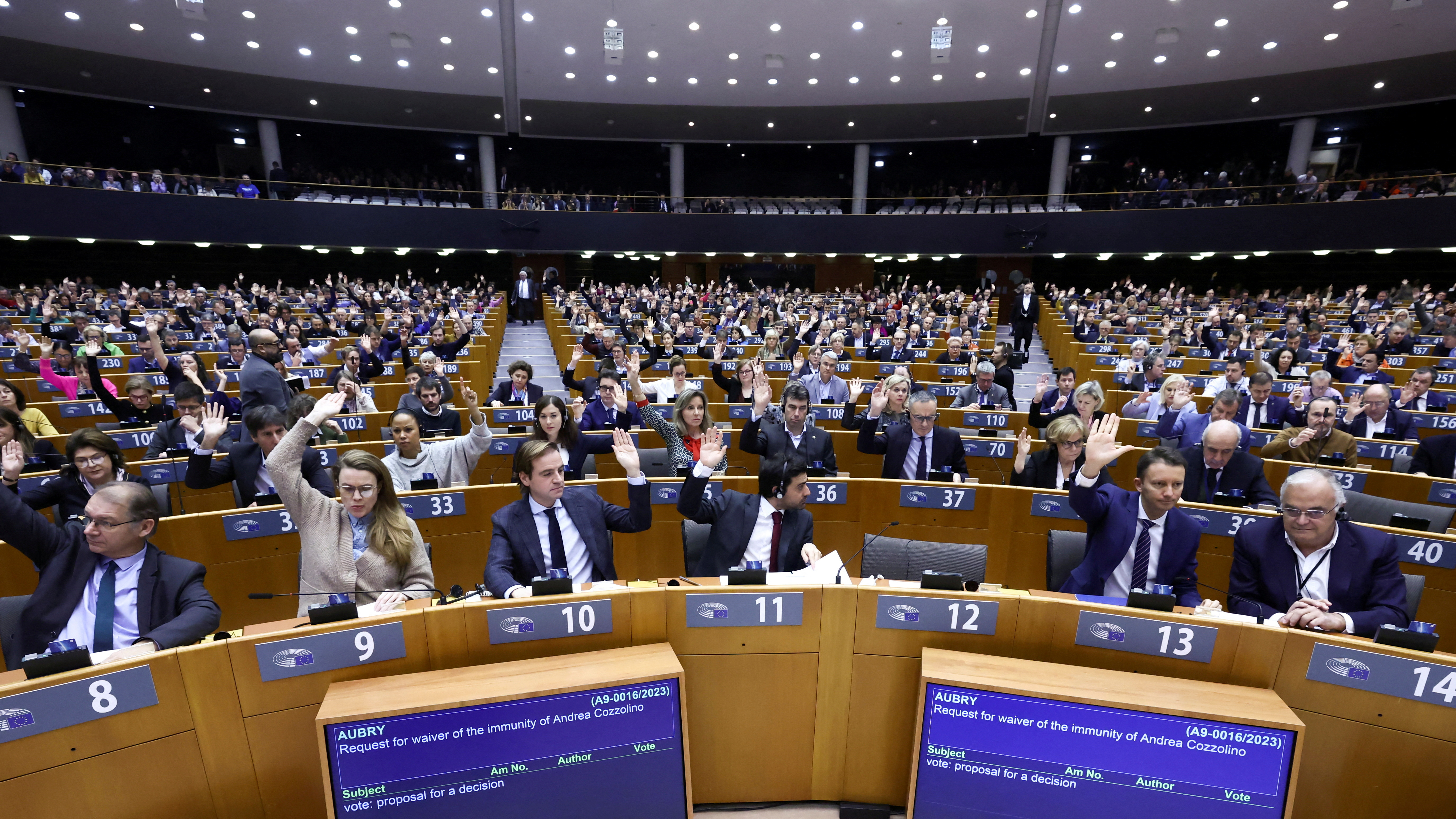 EU parliament vote on lifting immunity of two MEPs in Brussels