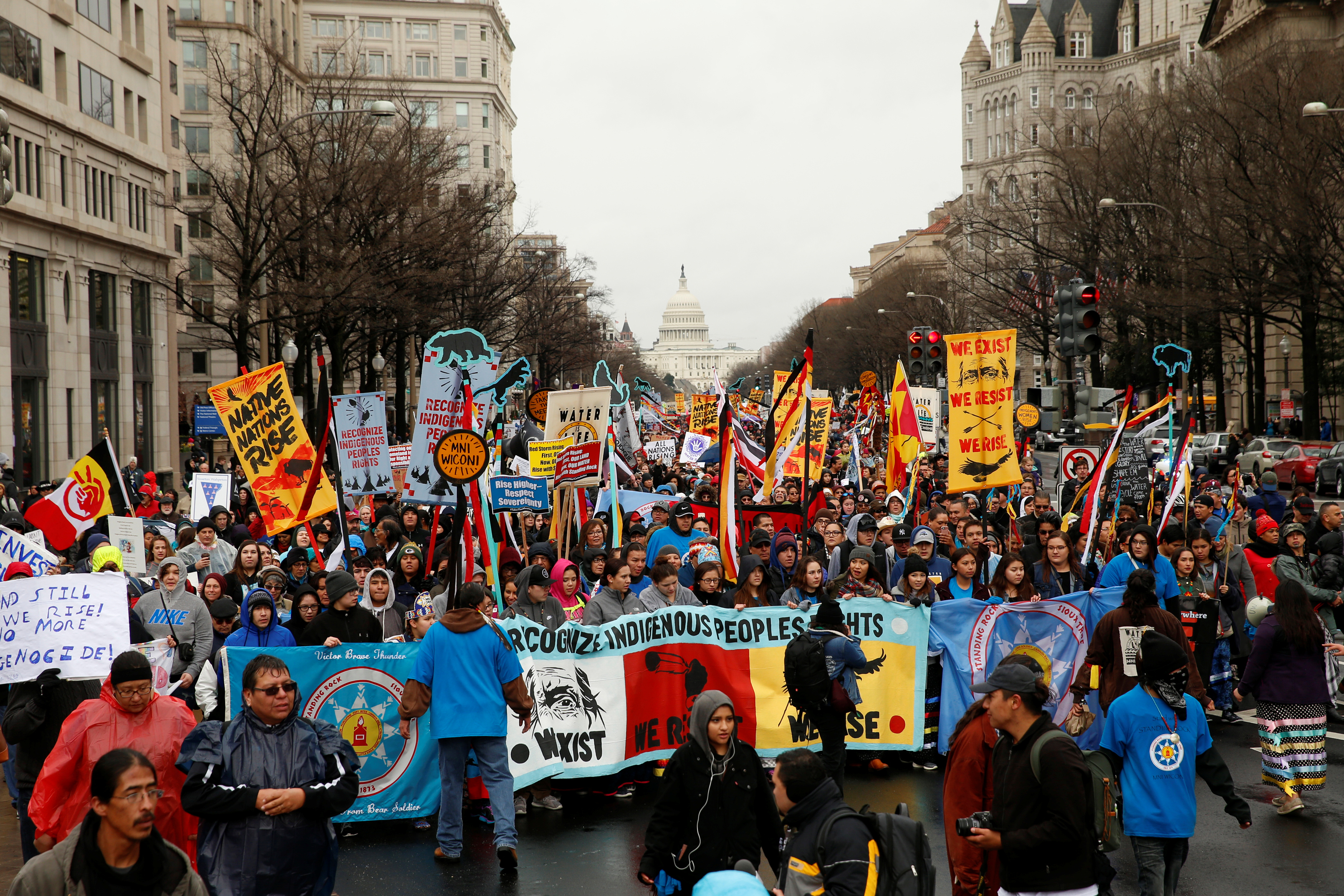 Indigenous leaders participate in protest march and rally in Washington