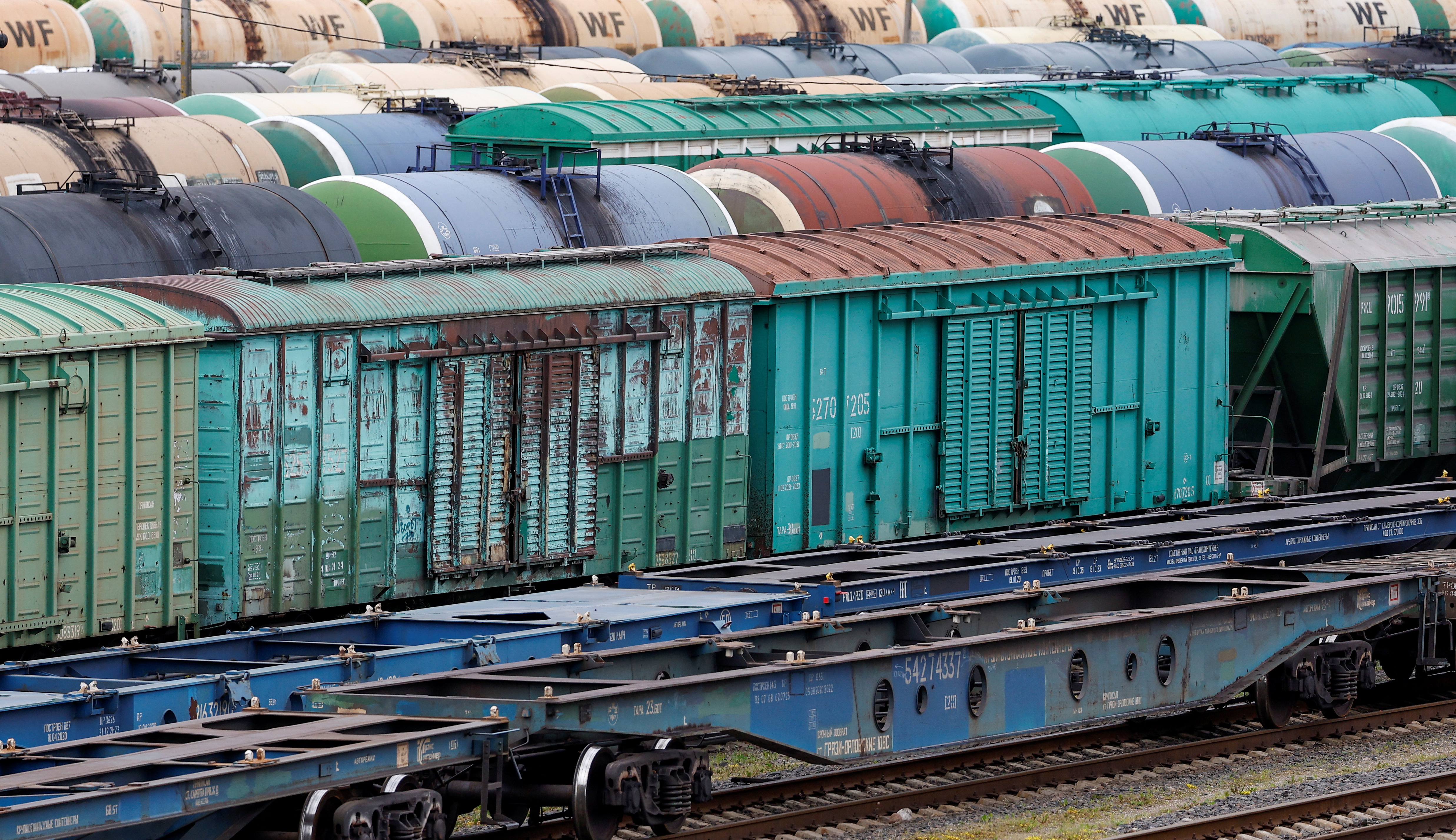 A view shows railway cars in Kaliningrad