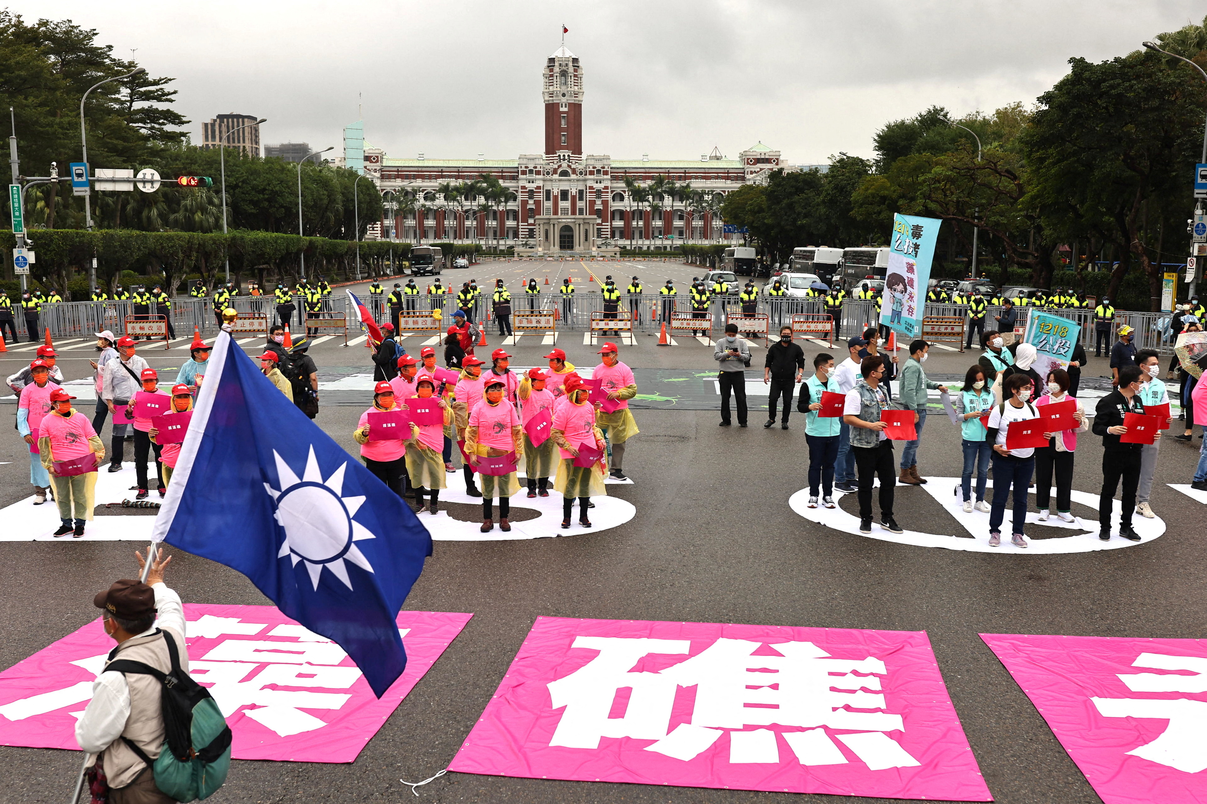 Environment groups gather to oppose a key LNG terminal, in Taipei