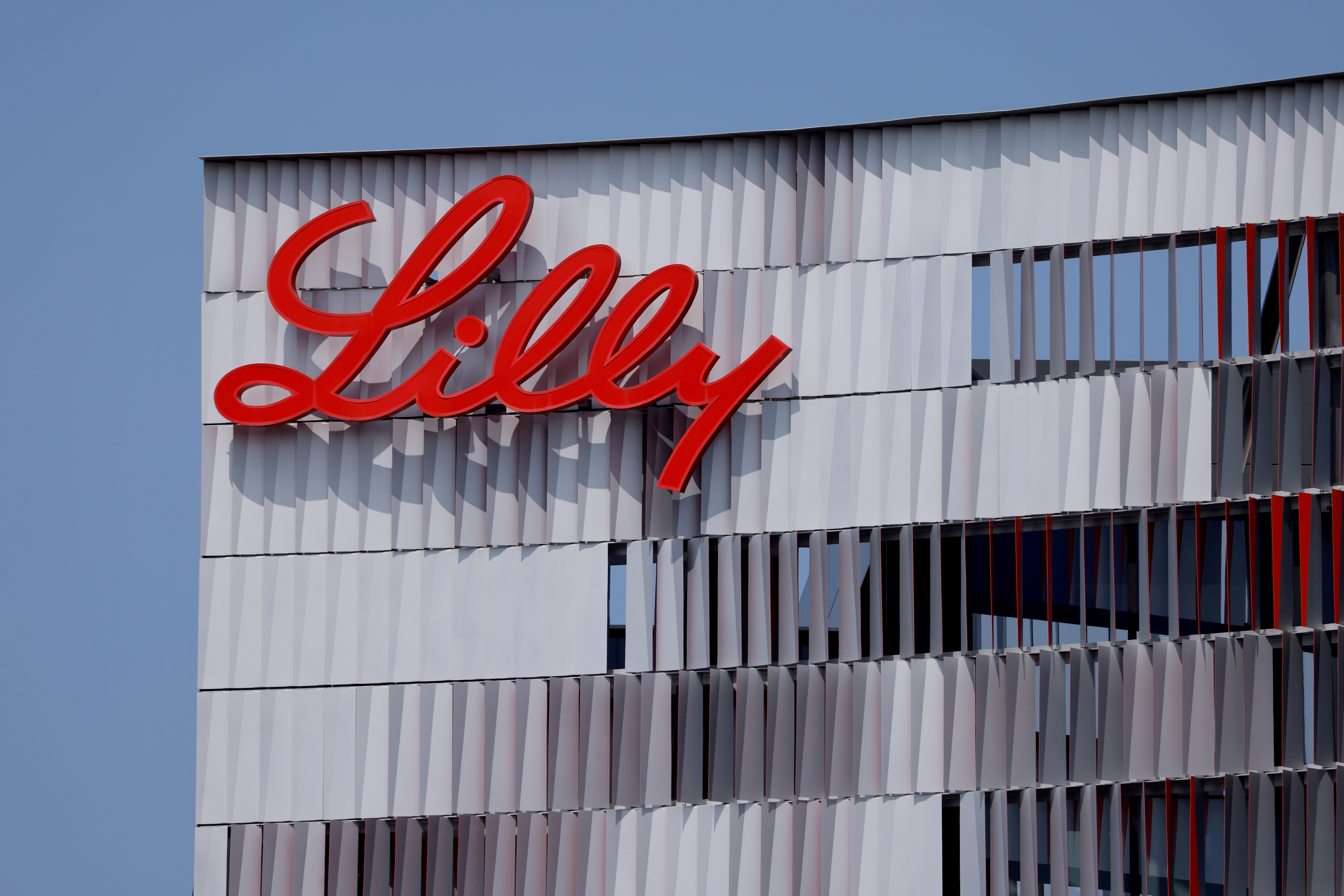 Eli Lilly logo is shown on one of their offices in San Diego