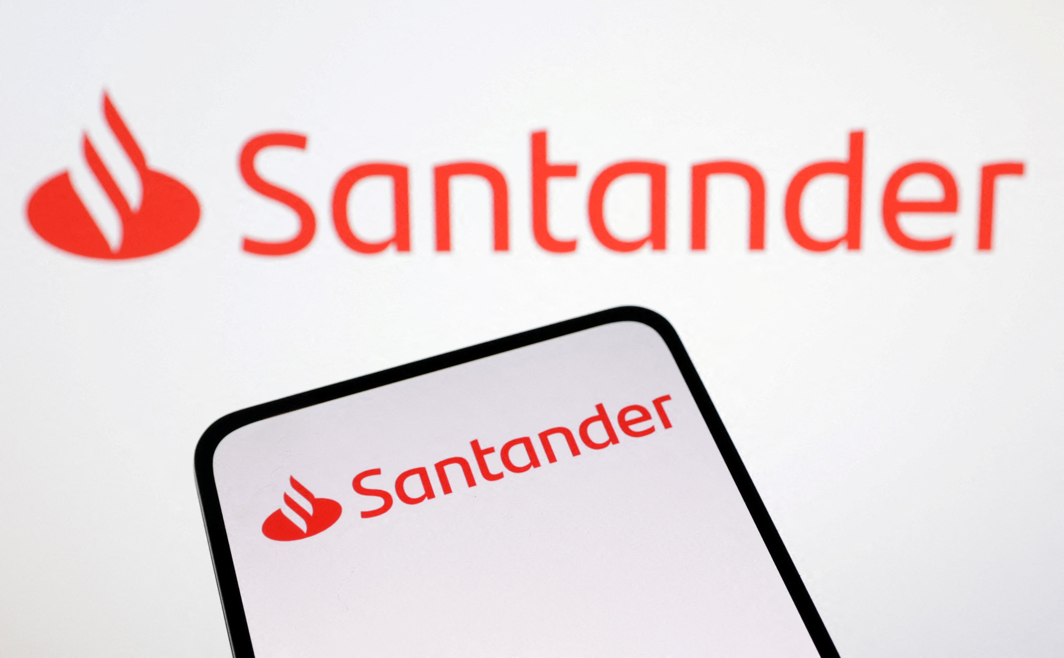 De afbeelding toont het Santander Bank-logo