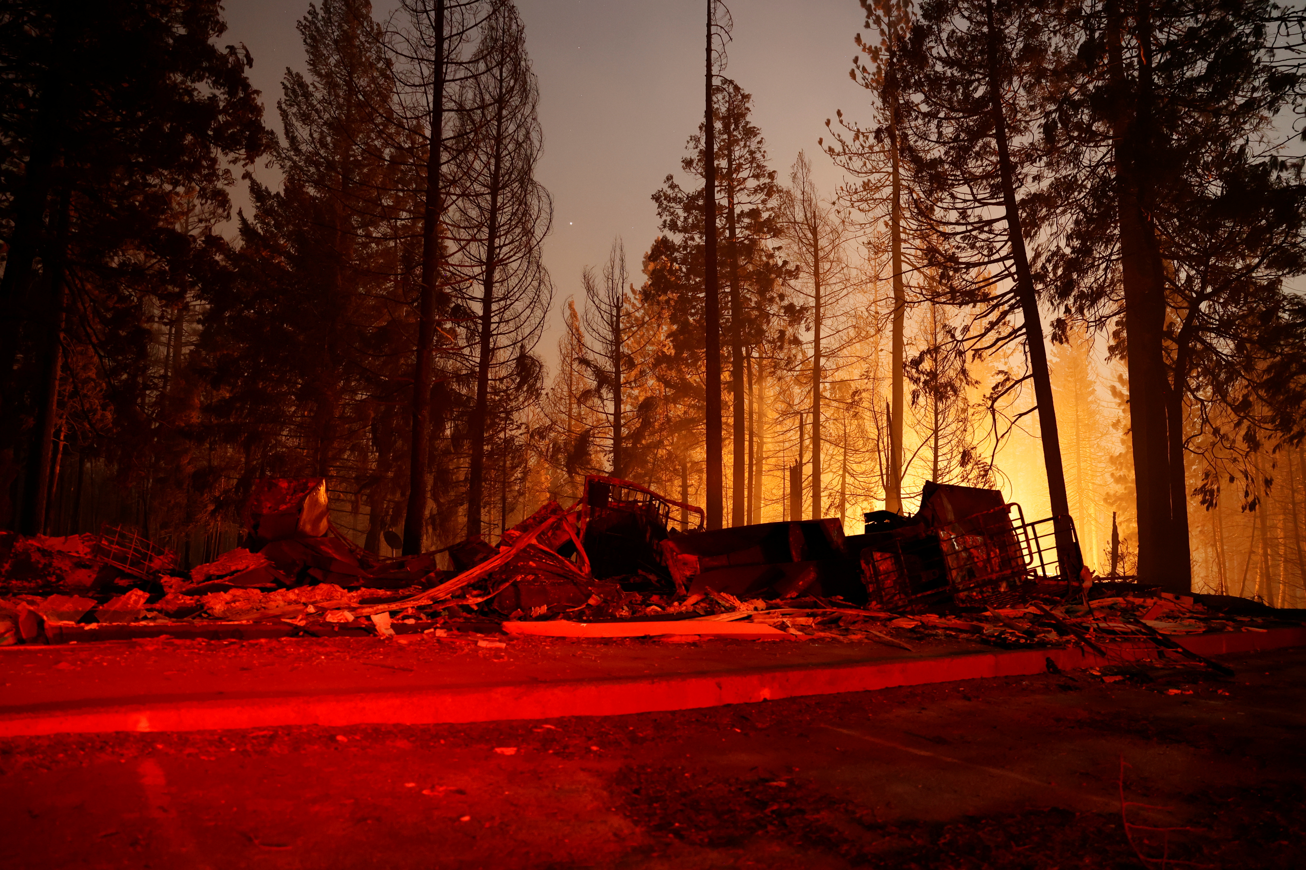 Aftermath of Caldor Fire in Grizzly Flats, California