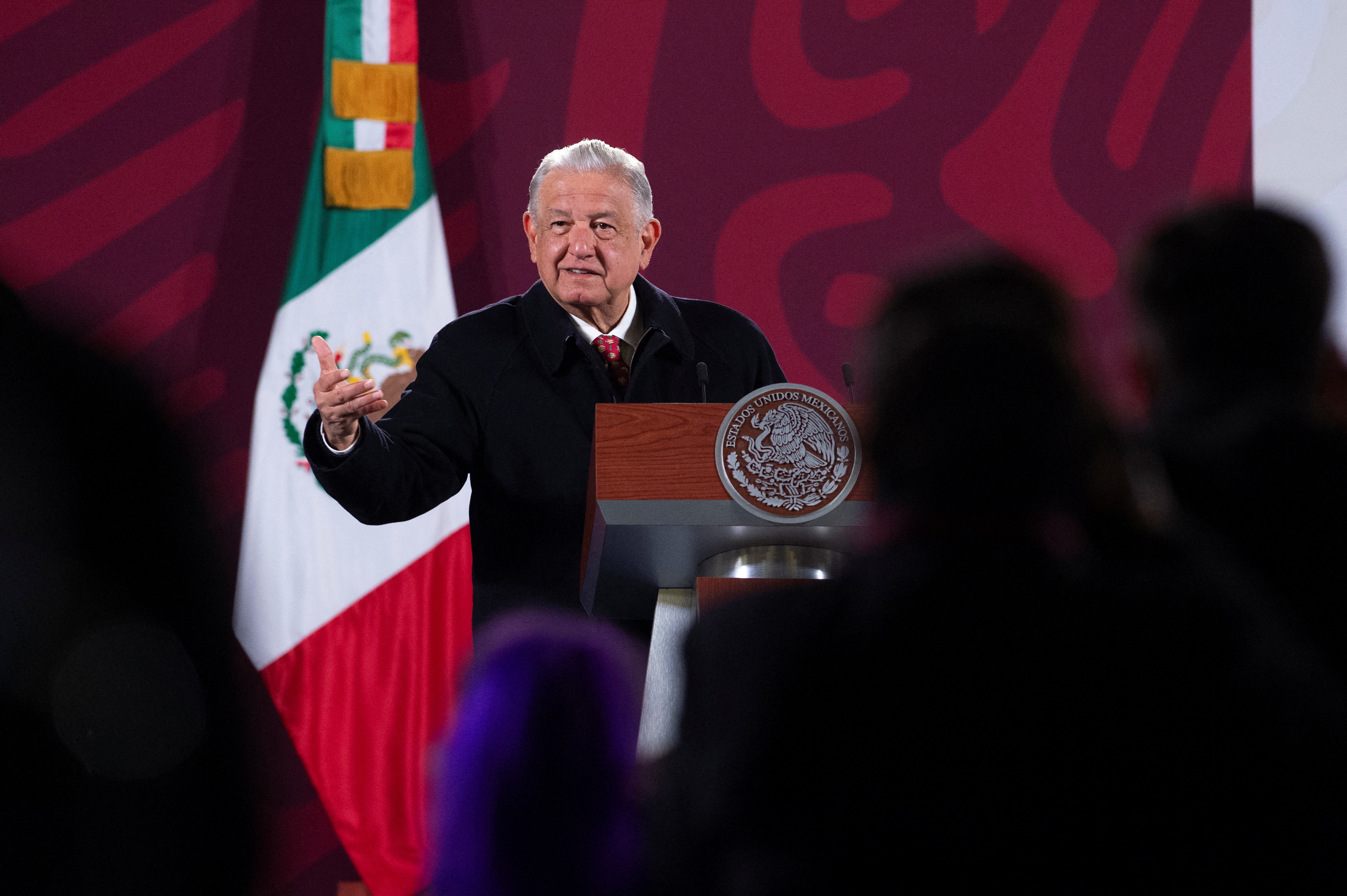 Mexico's President Andres Manuel Lopez Obrador speaks to the media during a news conference at the National Palace in Mexico City