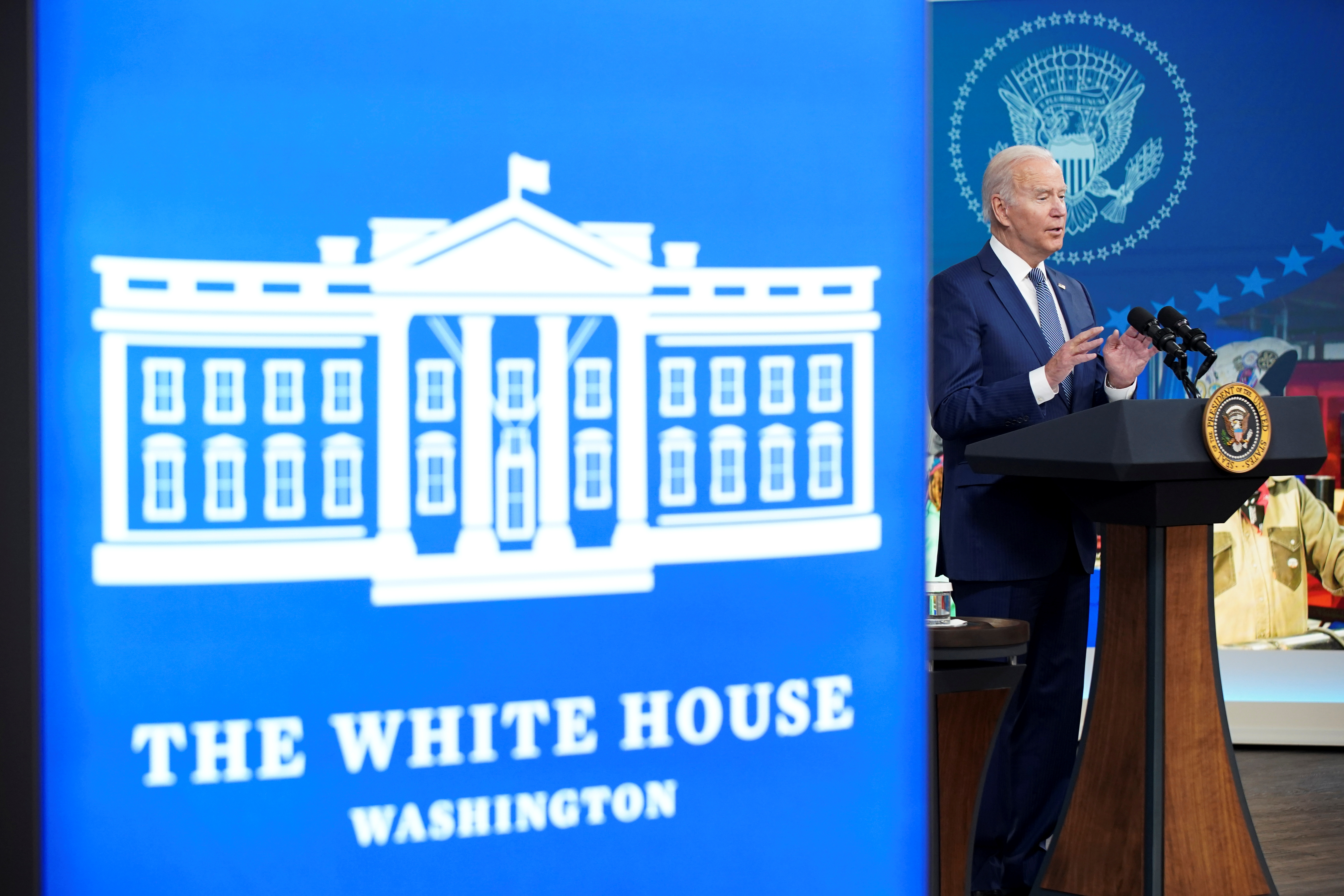 U.S. President Joe Biden speaks at the White House in Washington