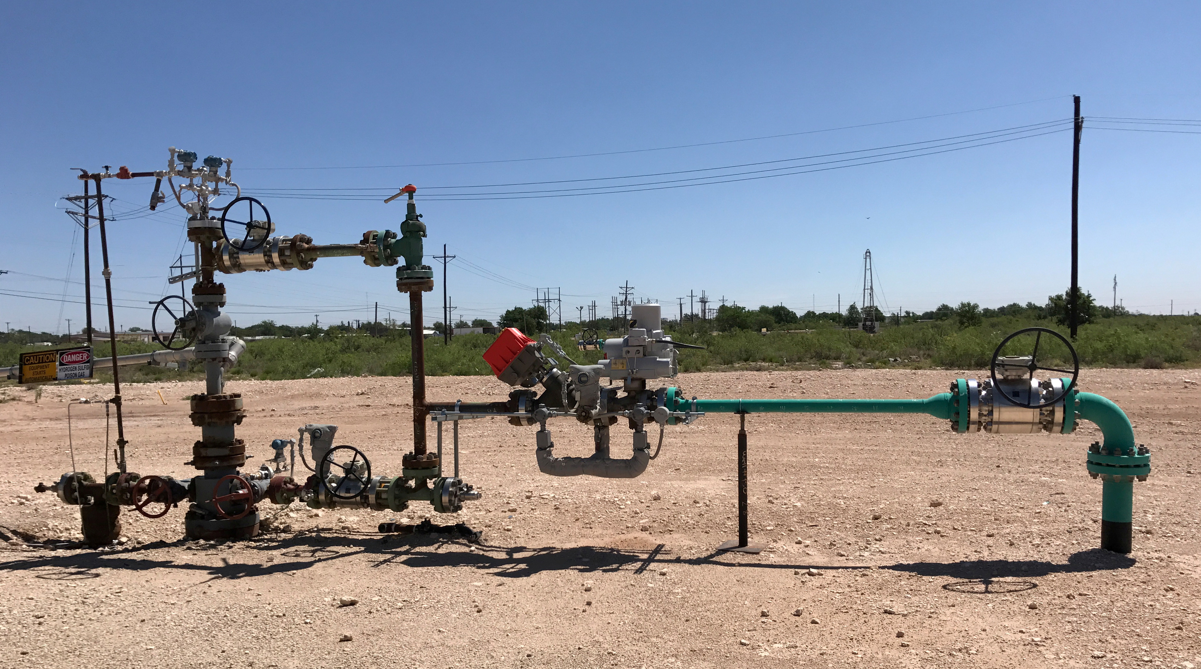 A wellhead is seen at an Occidental Petroleum Corp carbon dioxide enhanced oil recovery project in Hobbs