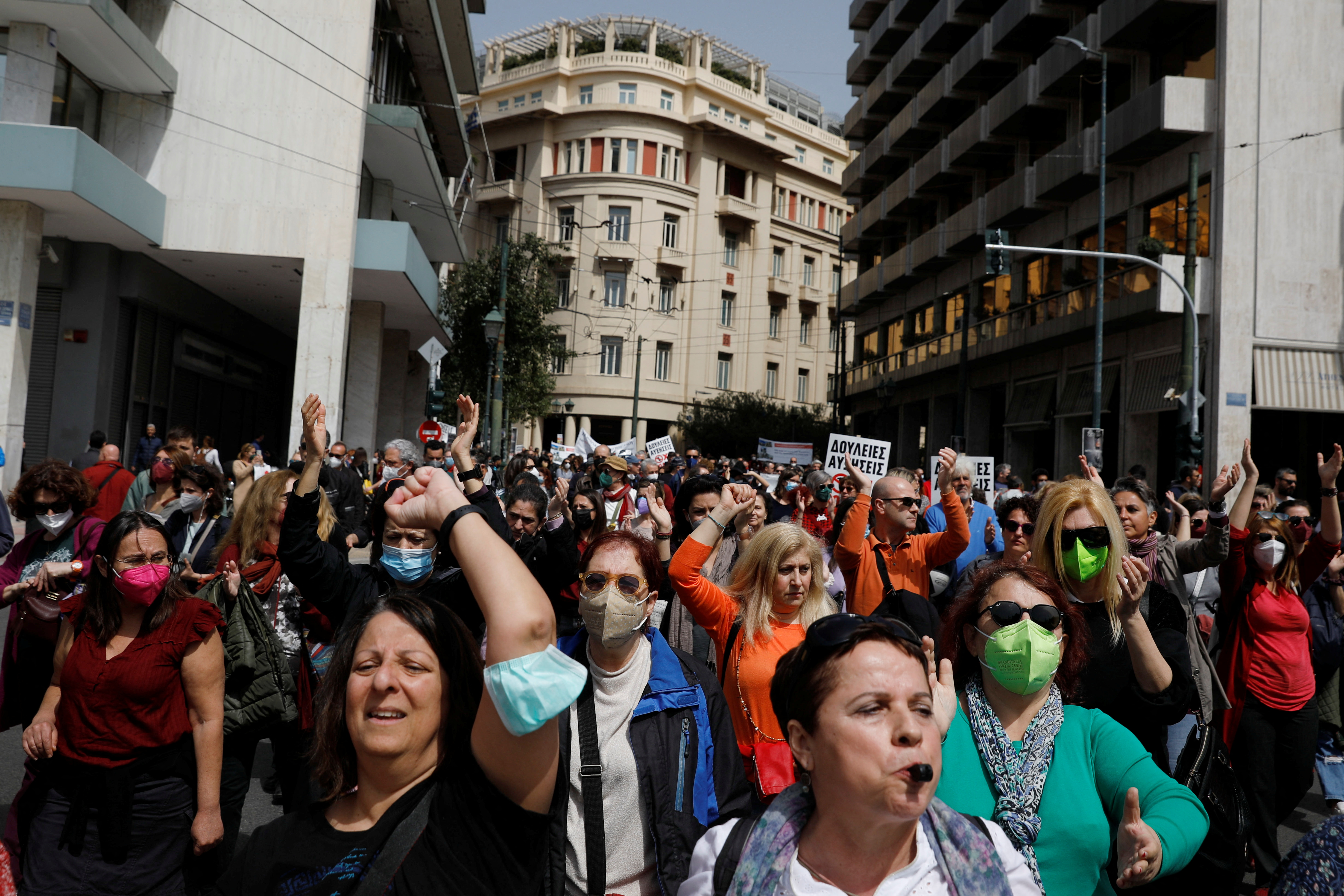 Eurozone crisis live: Thousands protest against Greek