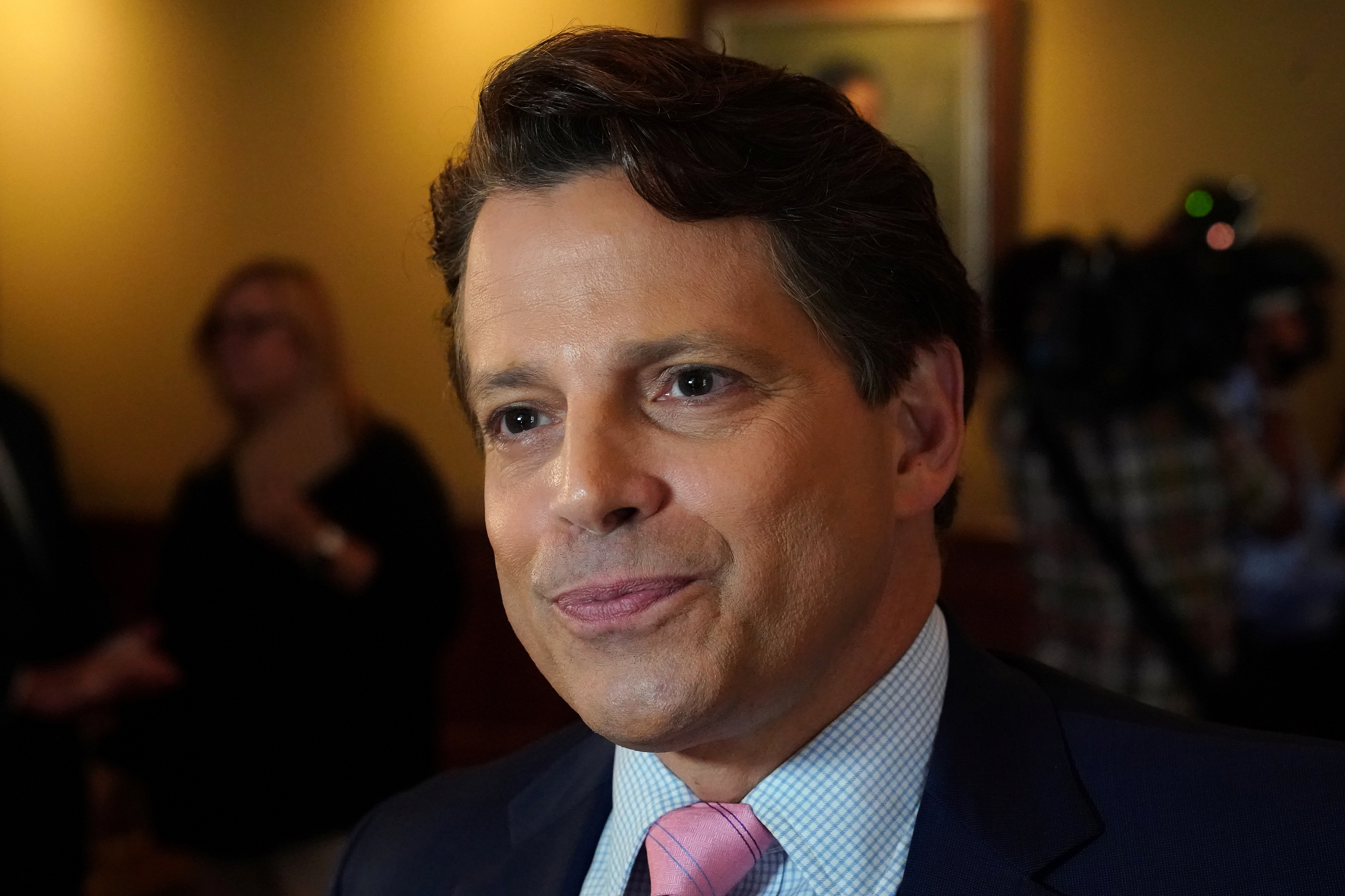 Former White House communications director Scaramucci is pictured following a preview for the off-Broadway show 'Trump Family Special' in New York City