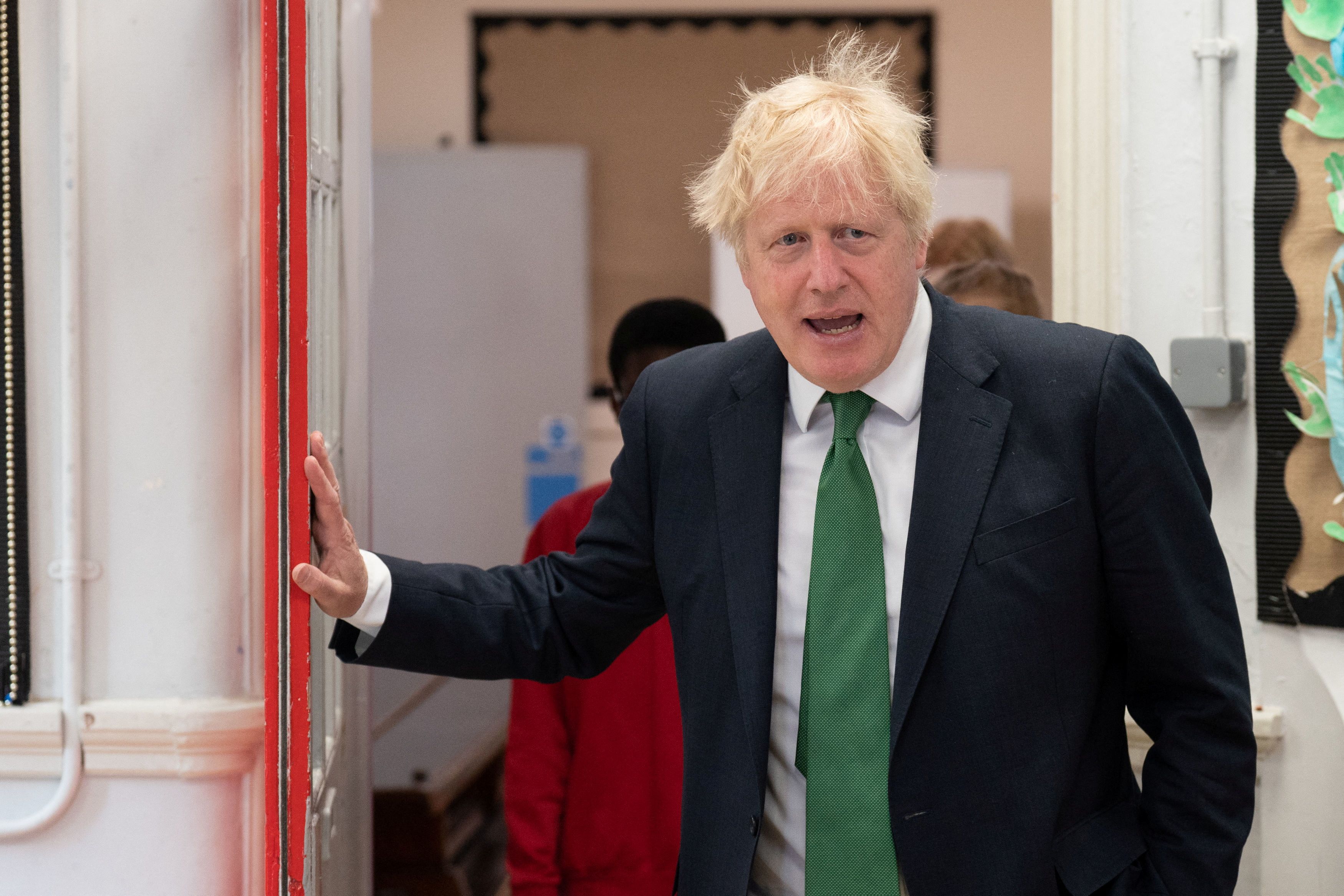British PM Boris Johnson visits St Mary Cray Primary Academy School, in Orpington